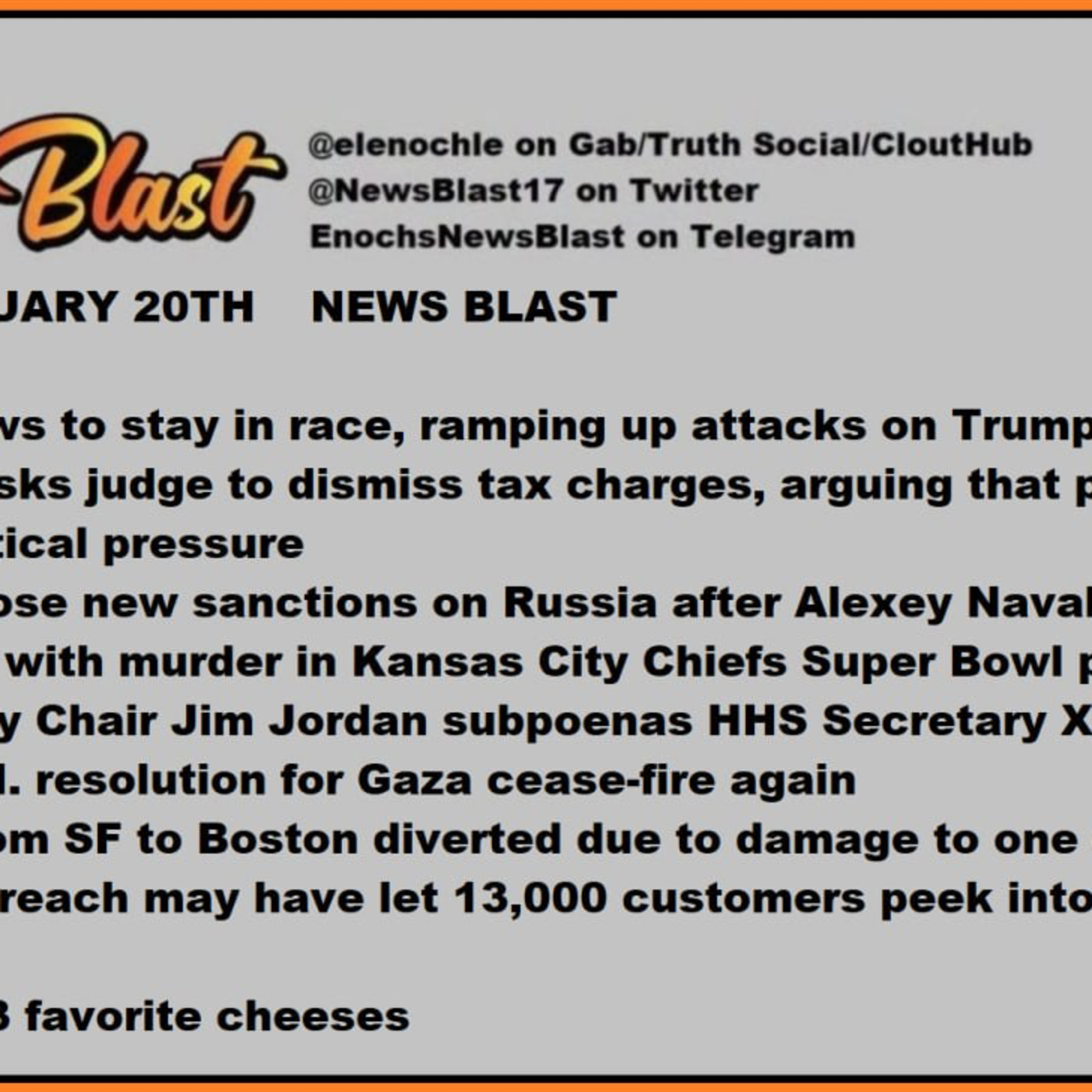 Tuesday, February 20, 2024 News Blast episode artwork