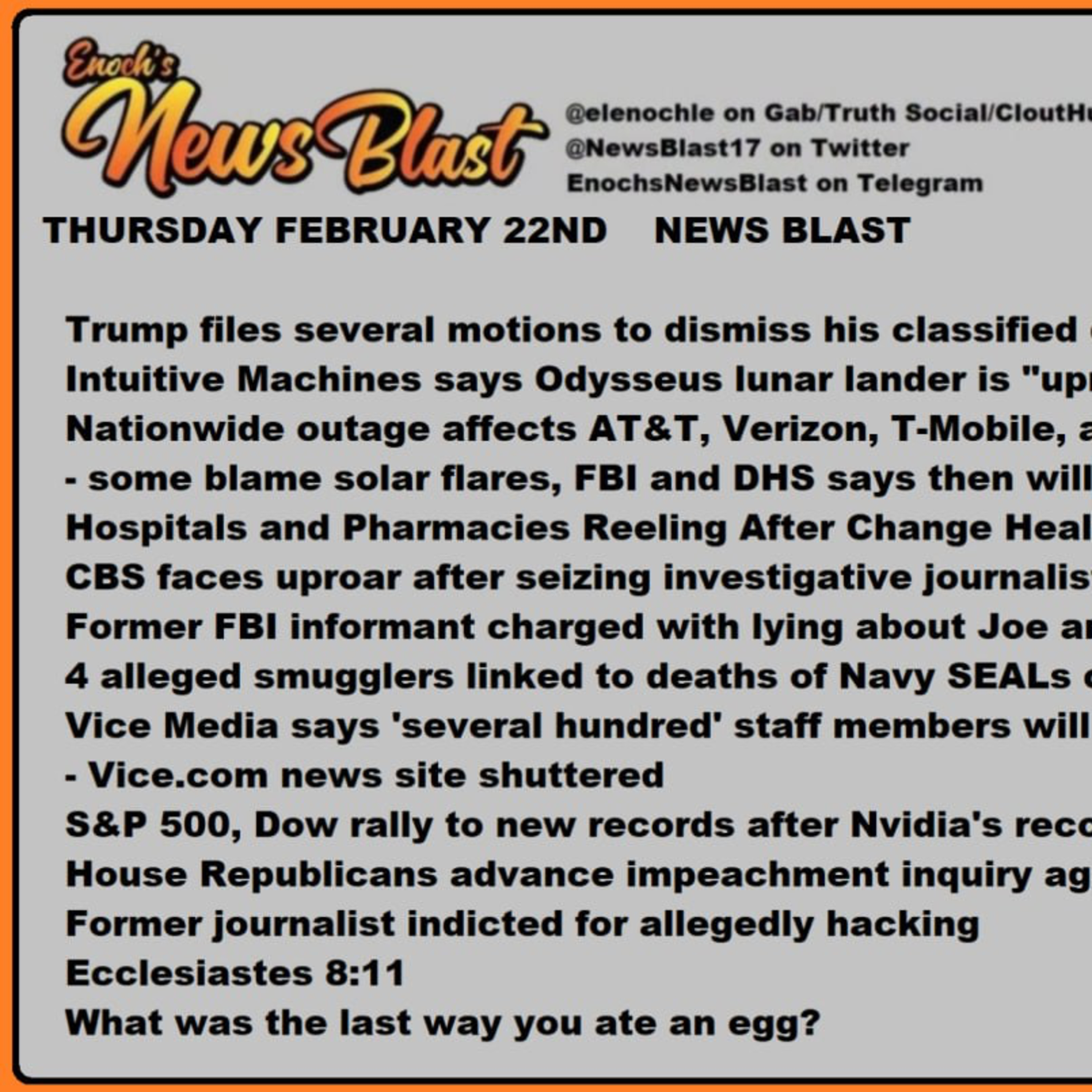 Thursday, February 22, 2024 News Blast episode artwork
