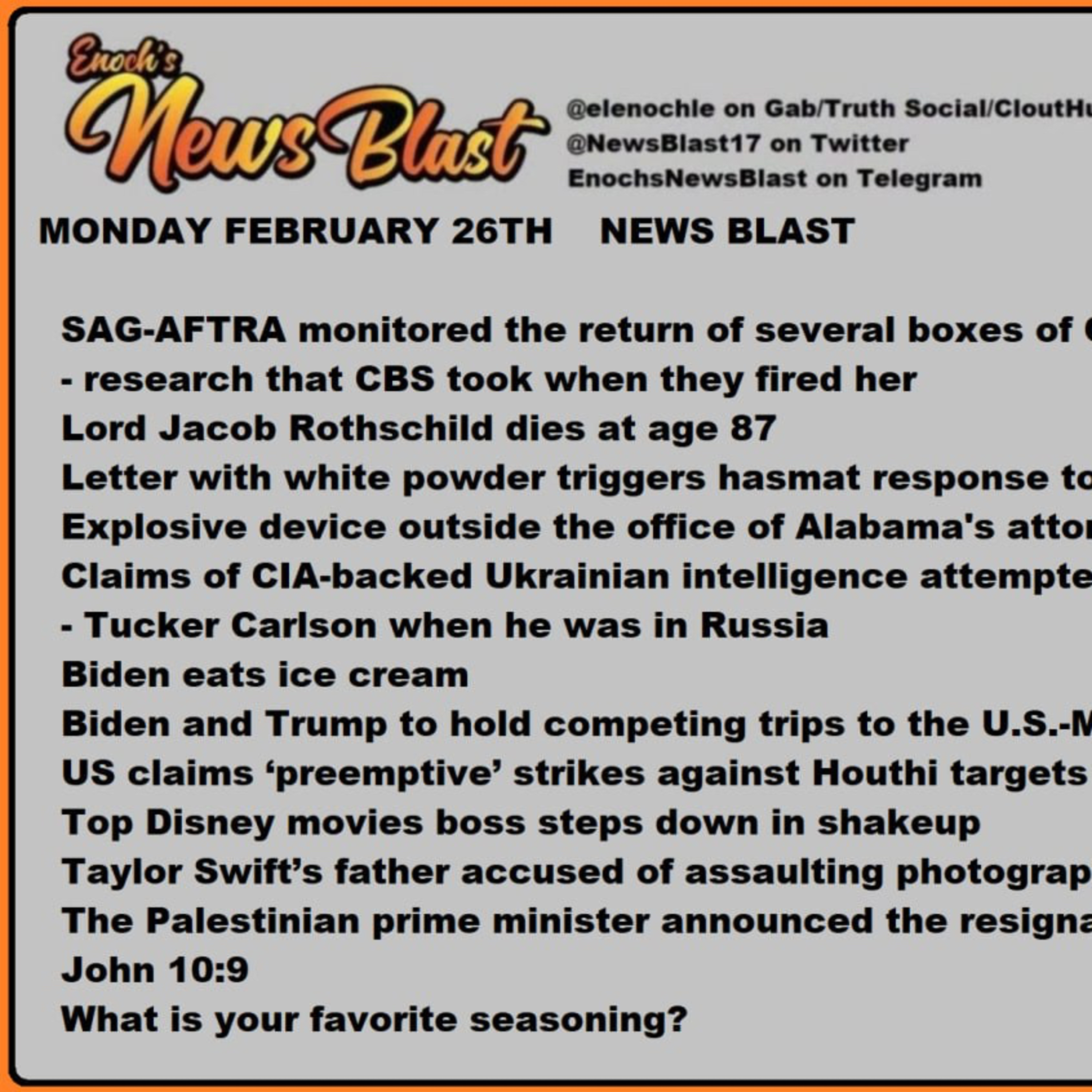Monday, February 26, 2024 News Blast episode artwork