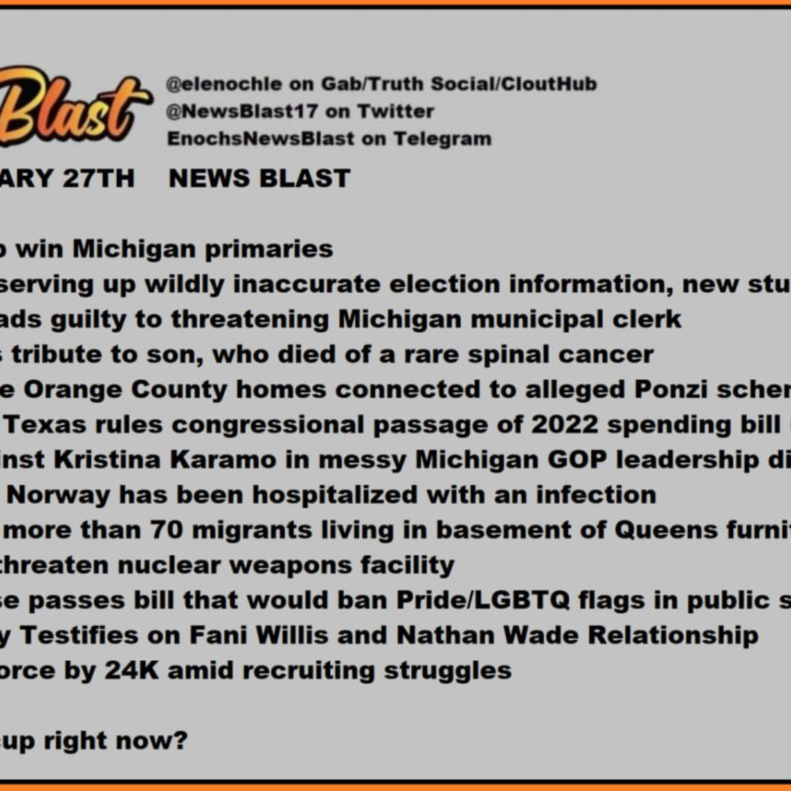 Tuesday, February 27, 2024 News Blast episode artwork