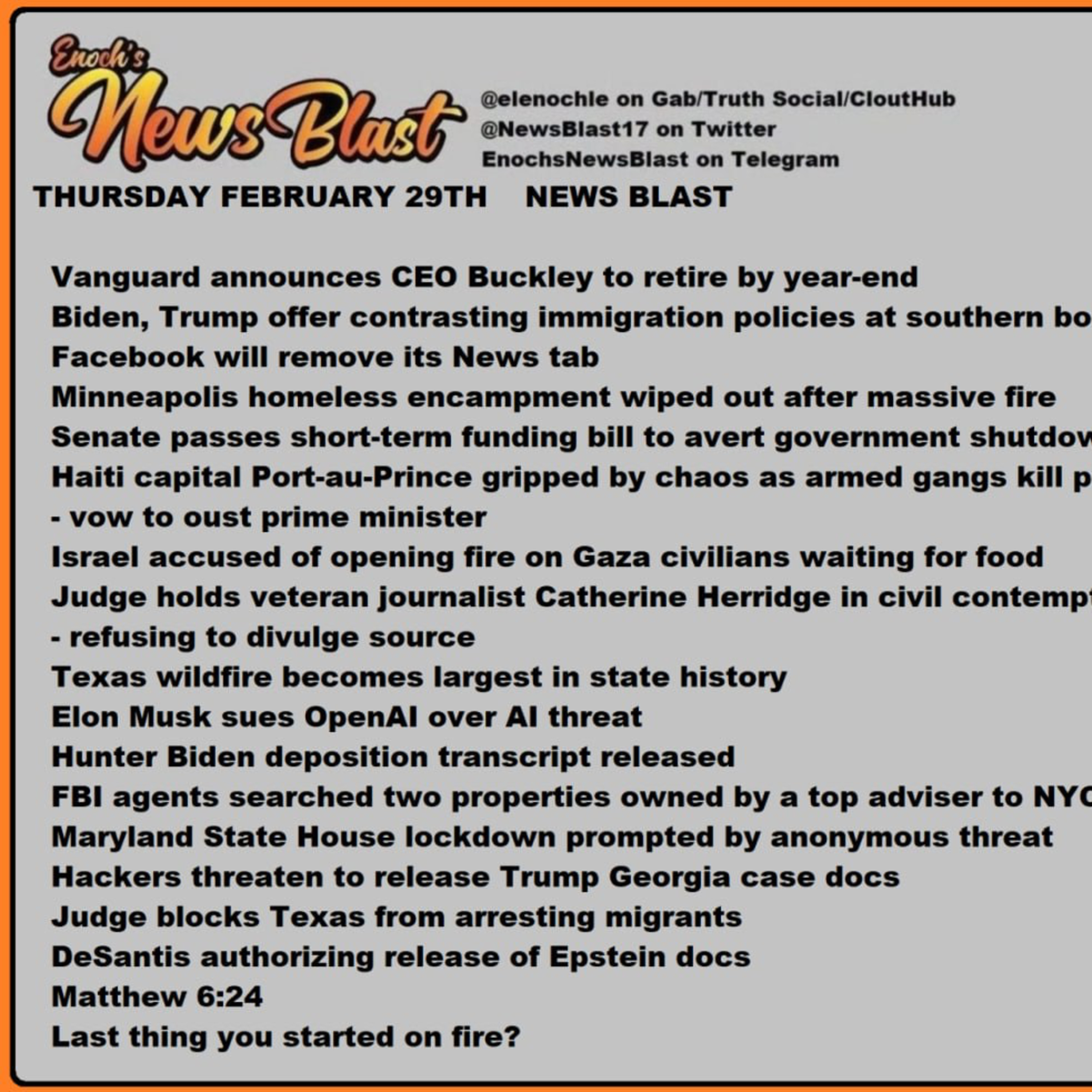 Thursday, February 29, 2024 News Blast episode artwork