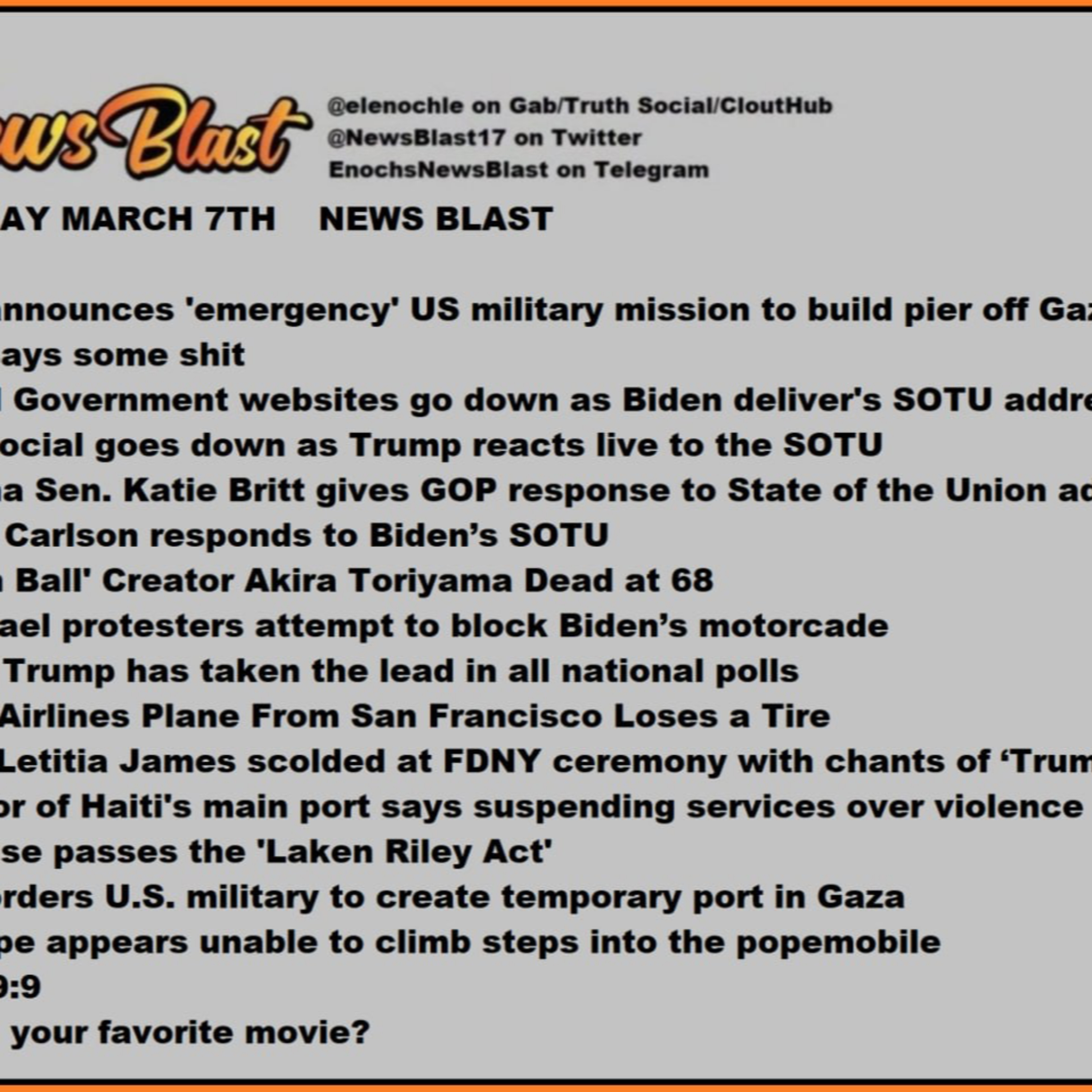 Thursday, March 7, 2024 News Blast episode artwork