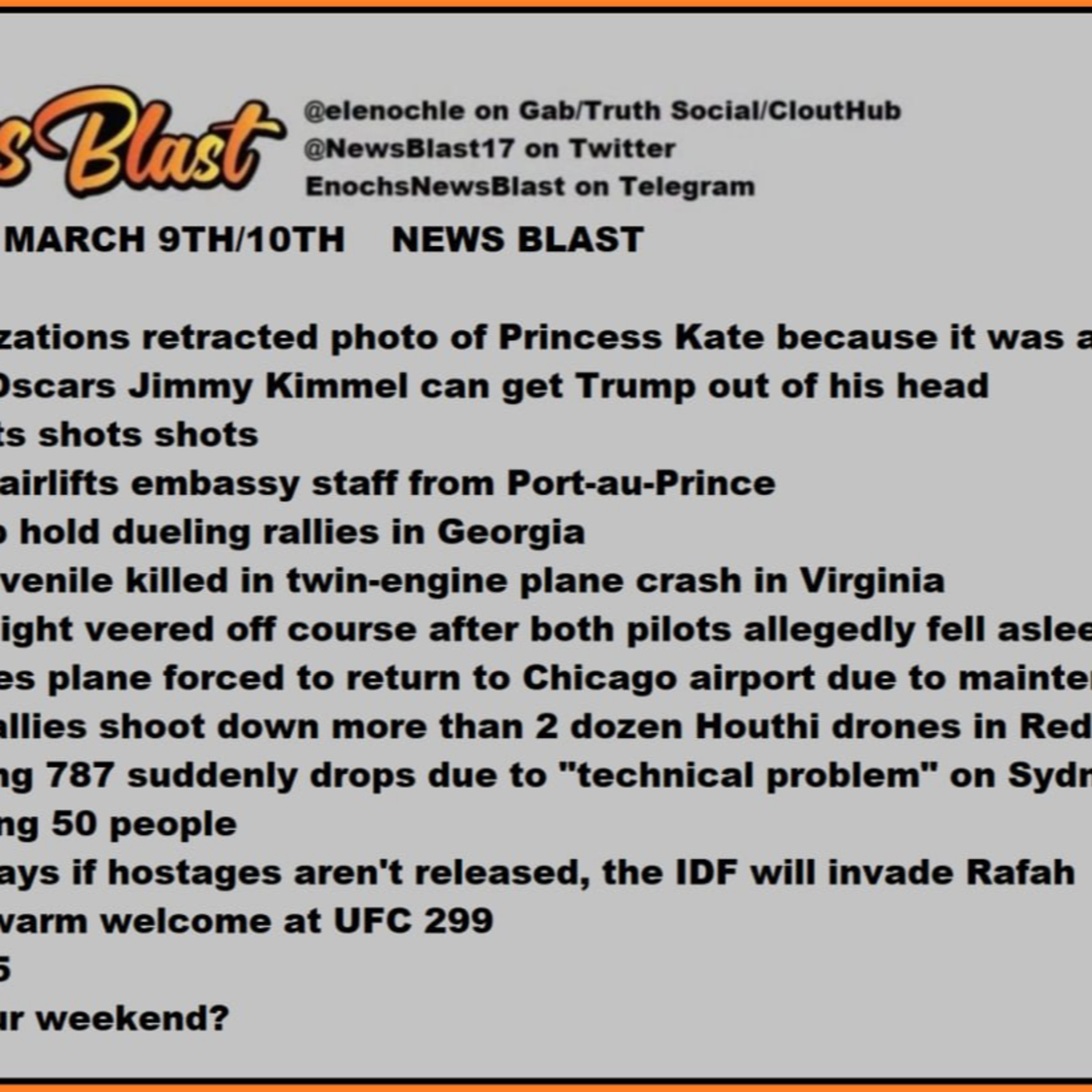 Weekend of March 9/10, 2024 News Blast episode artwork