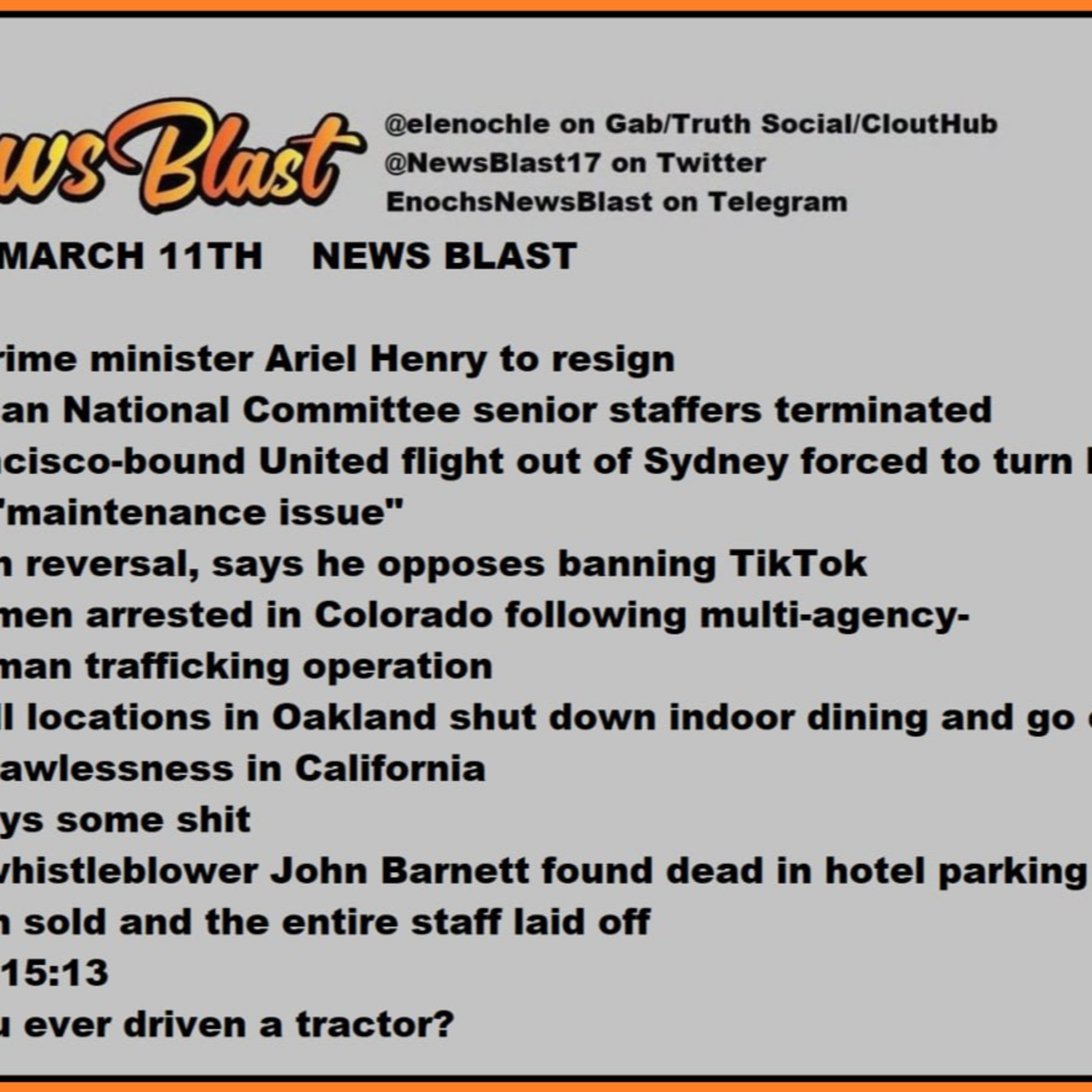 Monday, March 11, 2024 News Blast episode artwork