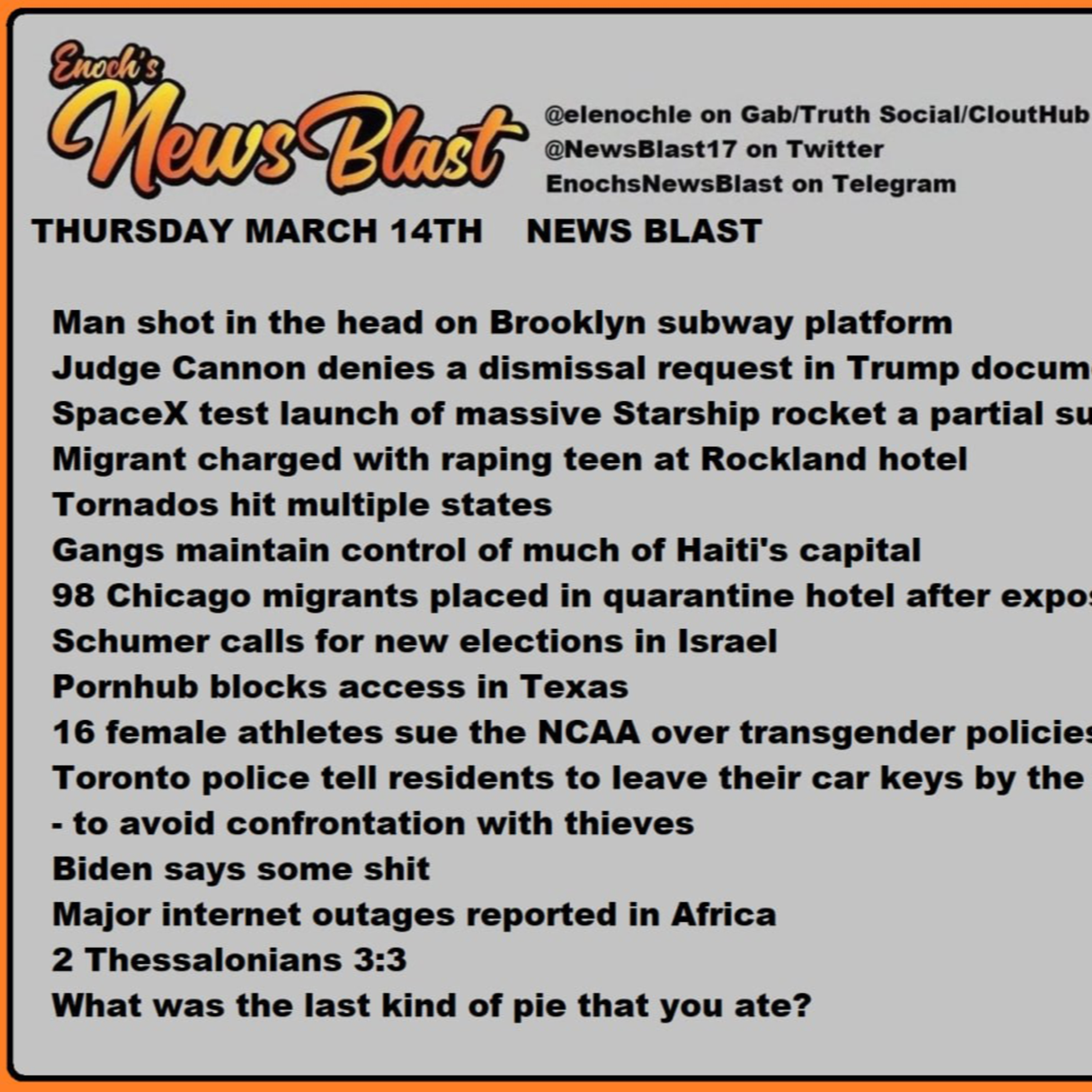 Thursday, March 14, 2024 News Blast episode artwork