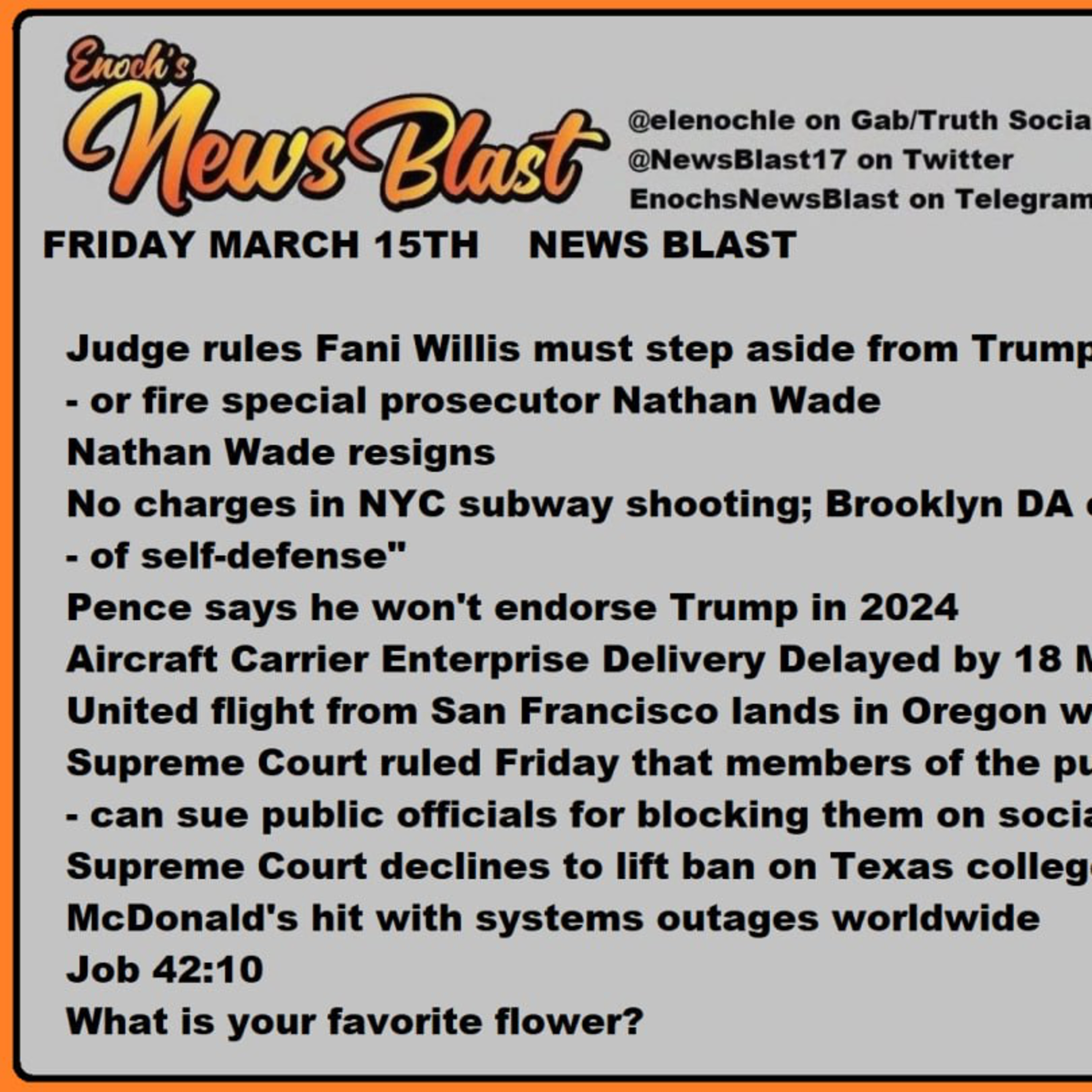 Friday, March 15, 2024 News Blast episode artwork
