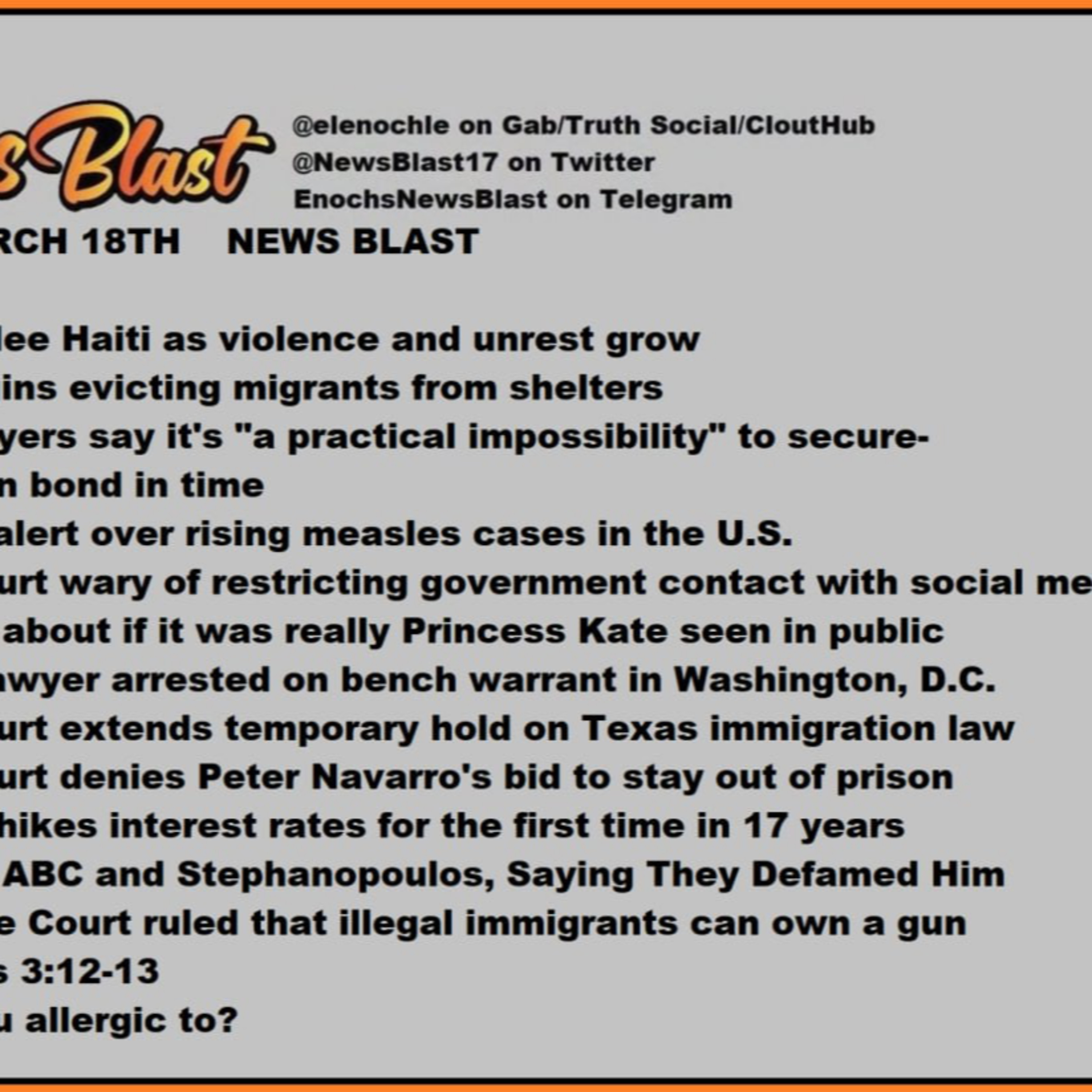 Monday, March 18, 2024 News Blast  episode artwork