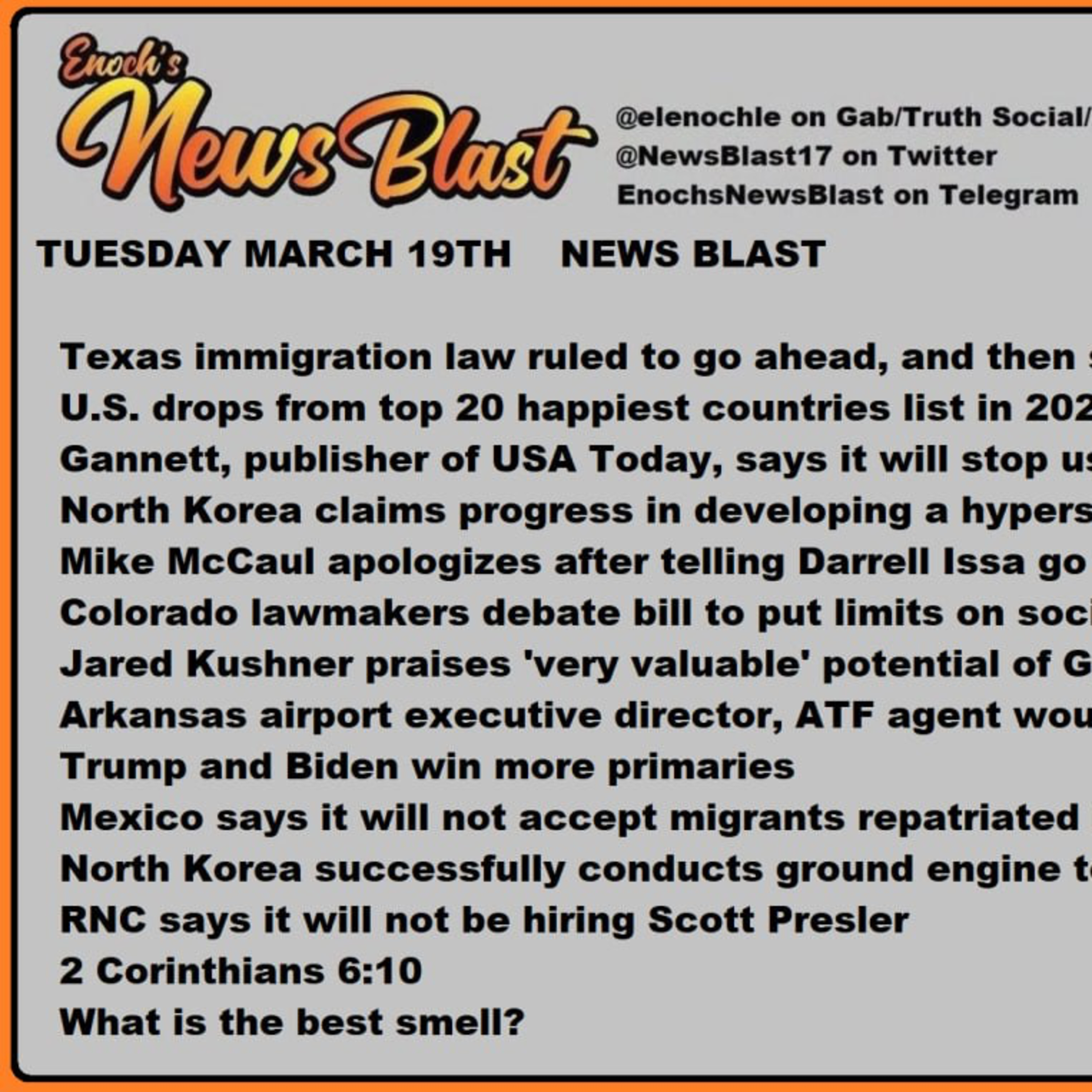 Tuesday, March 19, 2024 News Blast episode artwork