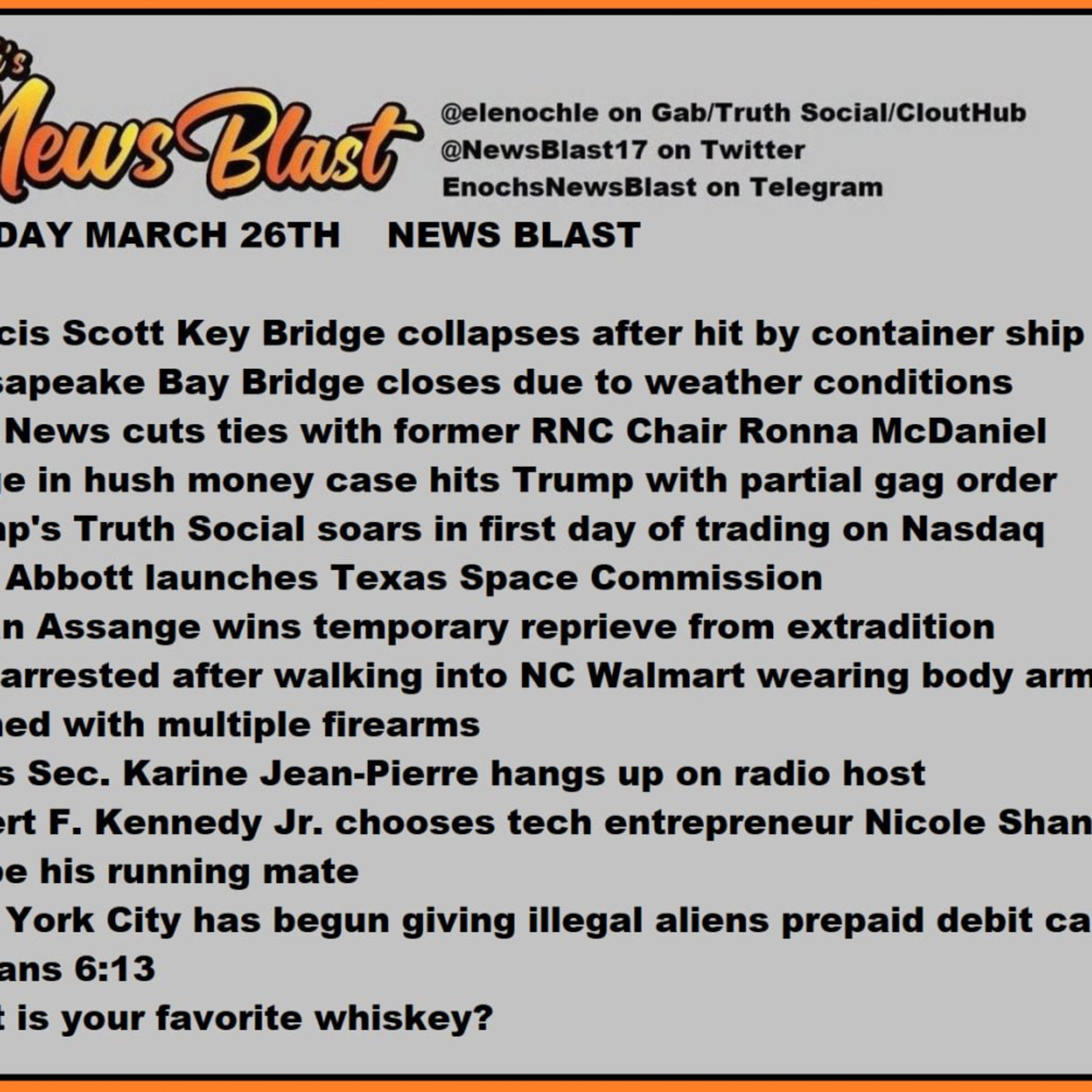 Tuesday March 26, 2024 News Blast episode artwork