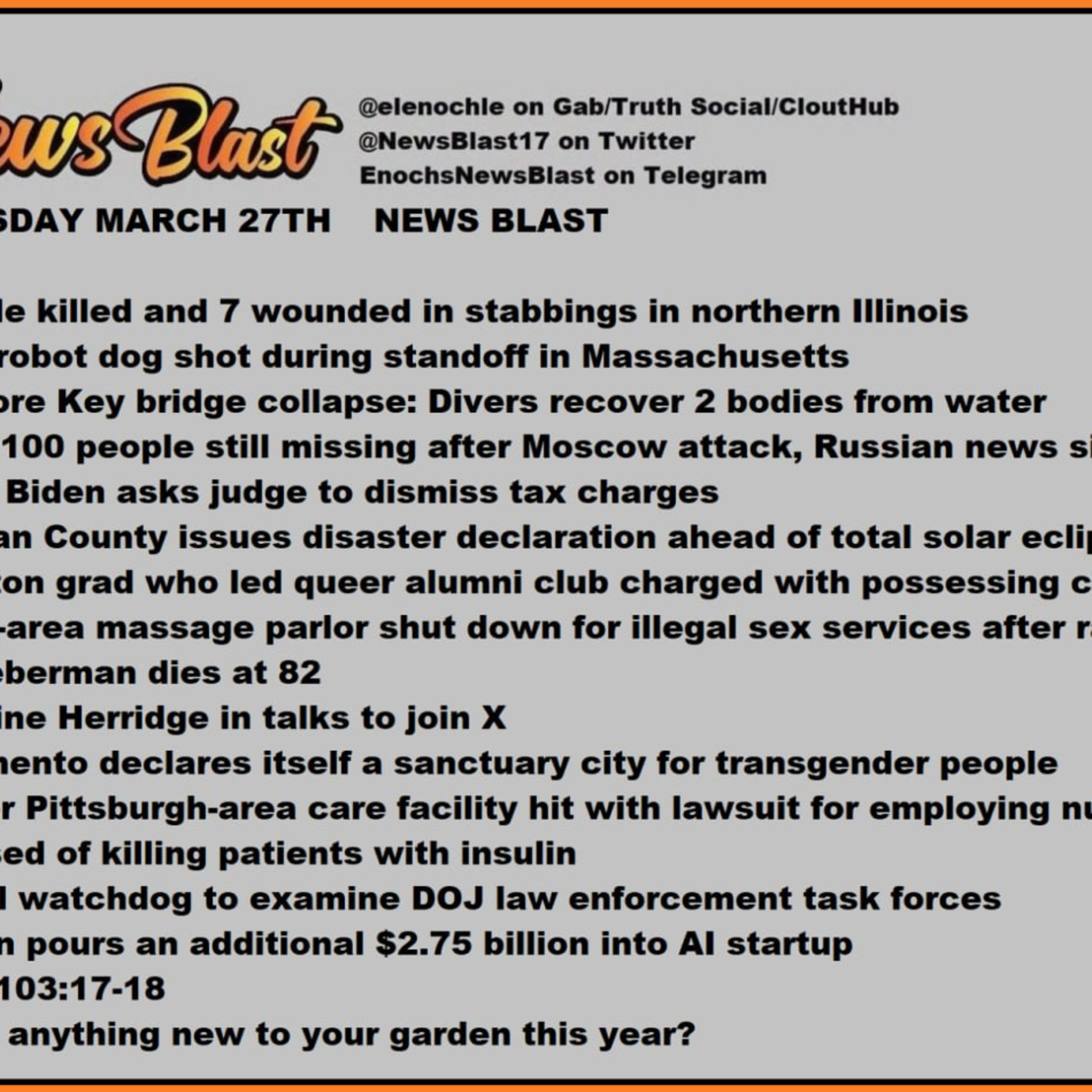  Wednesday, March 27, 2024 News Blast episode artwork