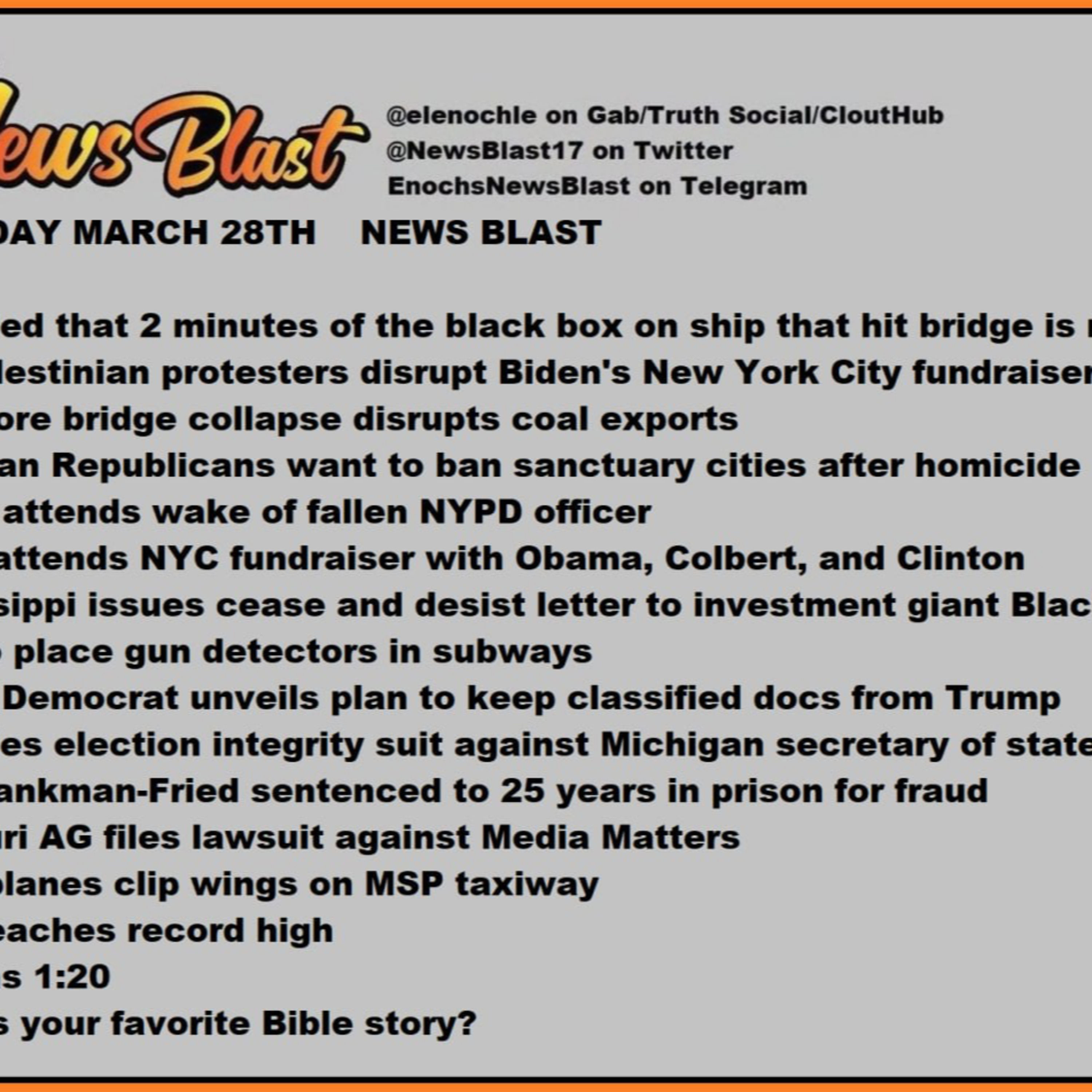 Thursday, March 28, 2024 News Blast episode artwork