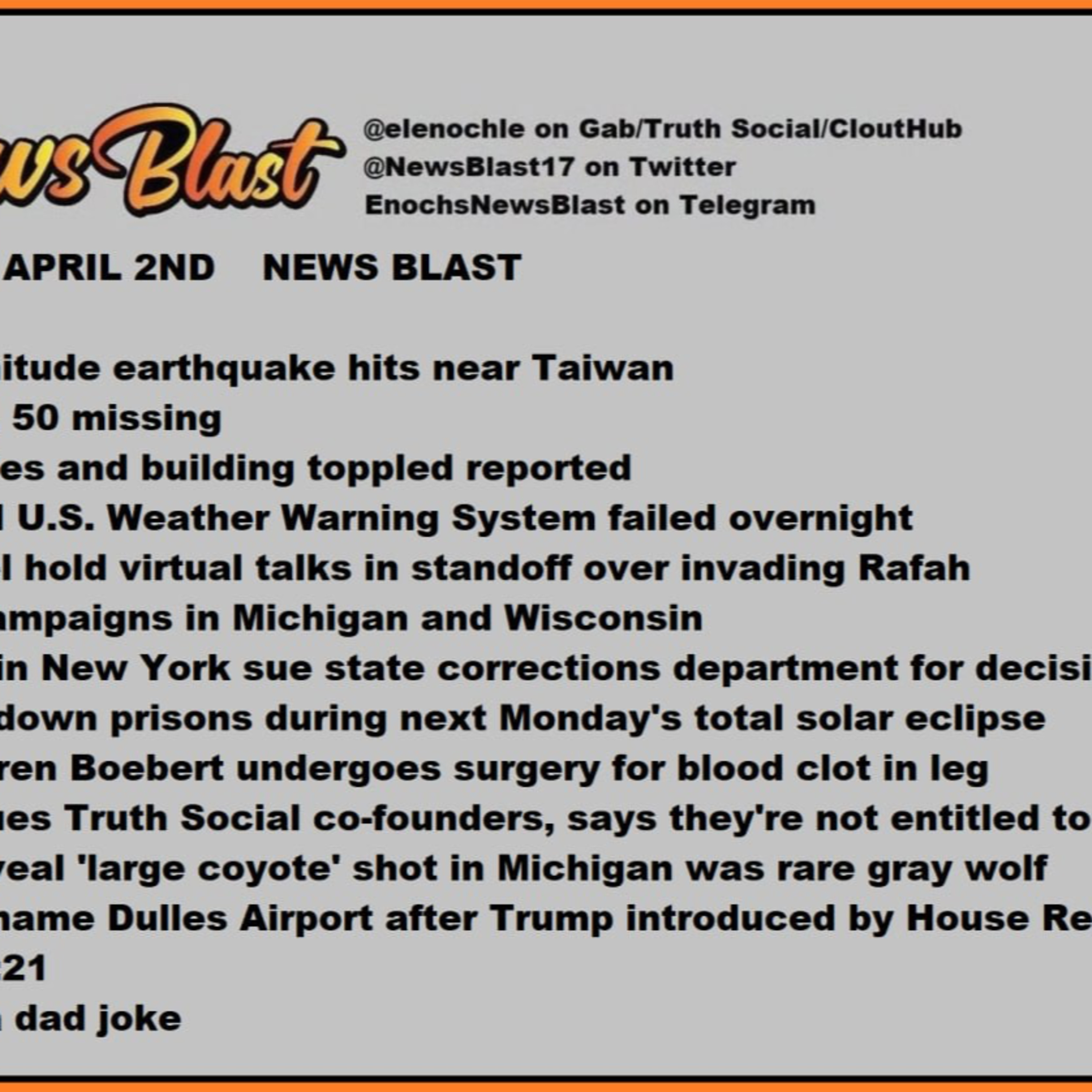 Tuesday April 2, 2024 News Blast episode artwork