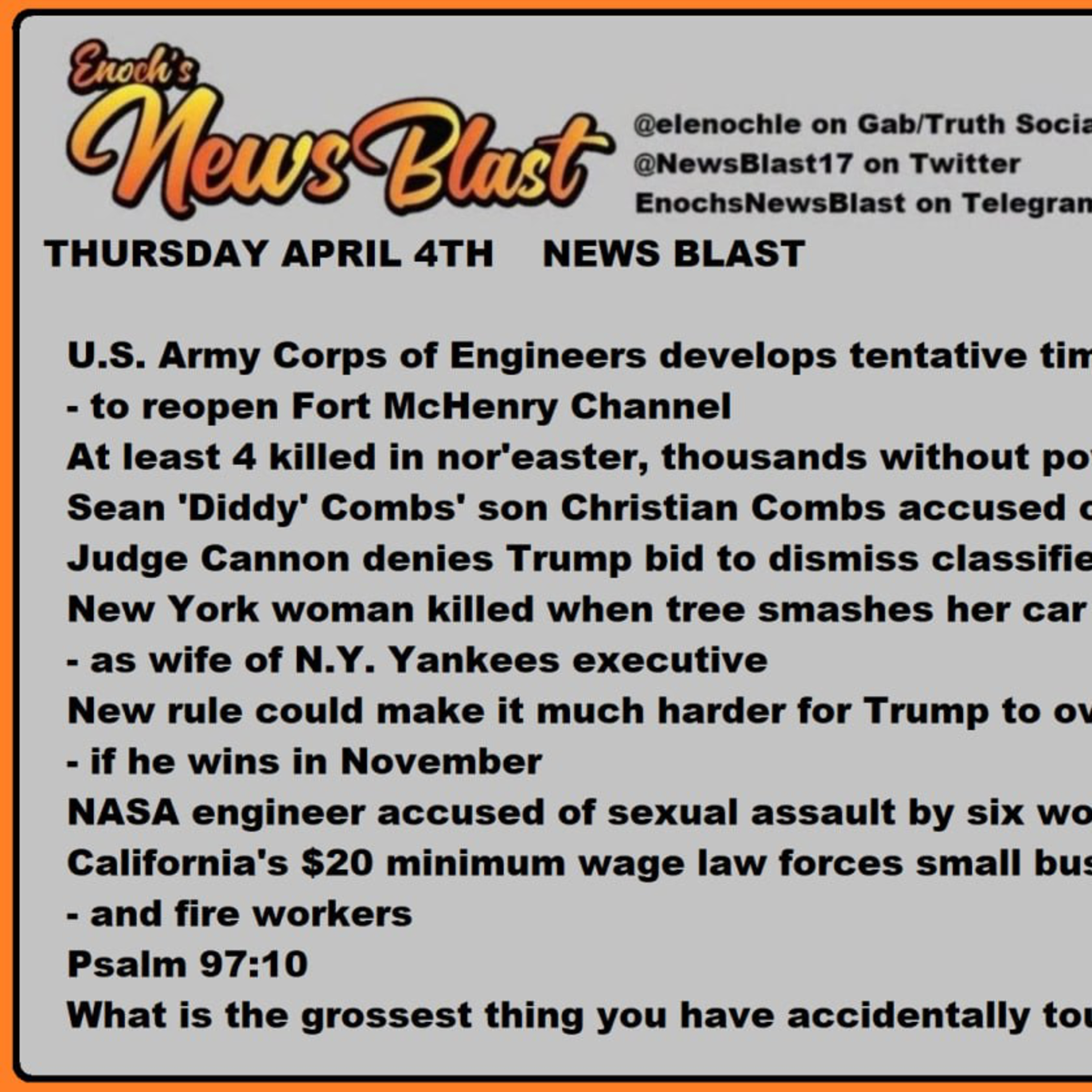 Thursday, April 4, 2024 News Blast episode artwork