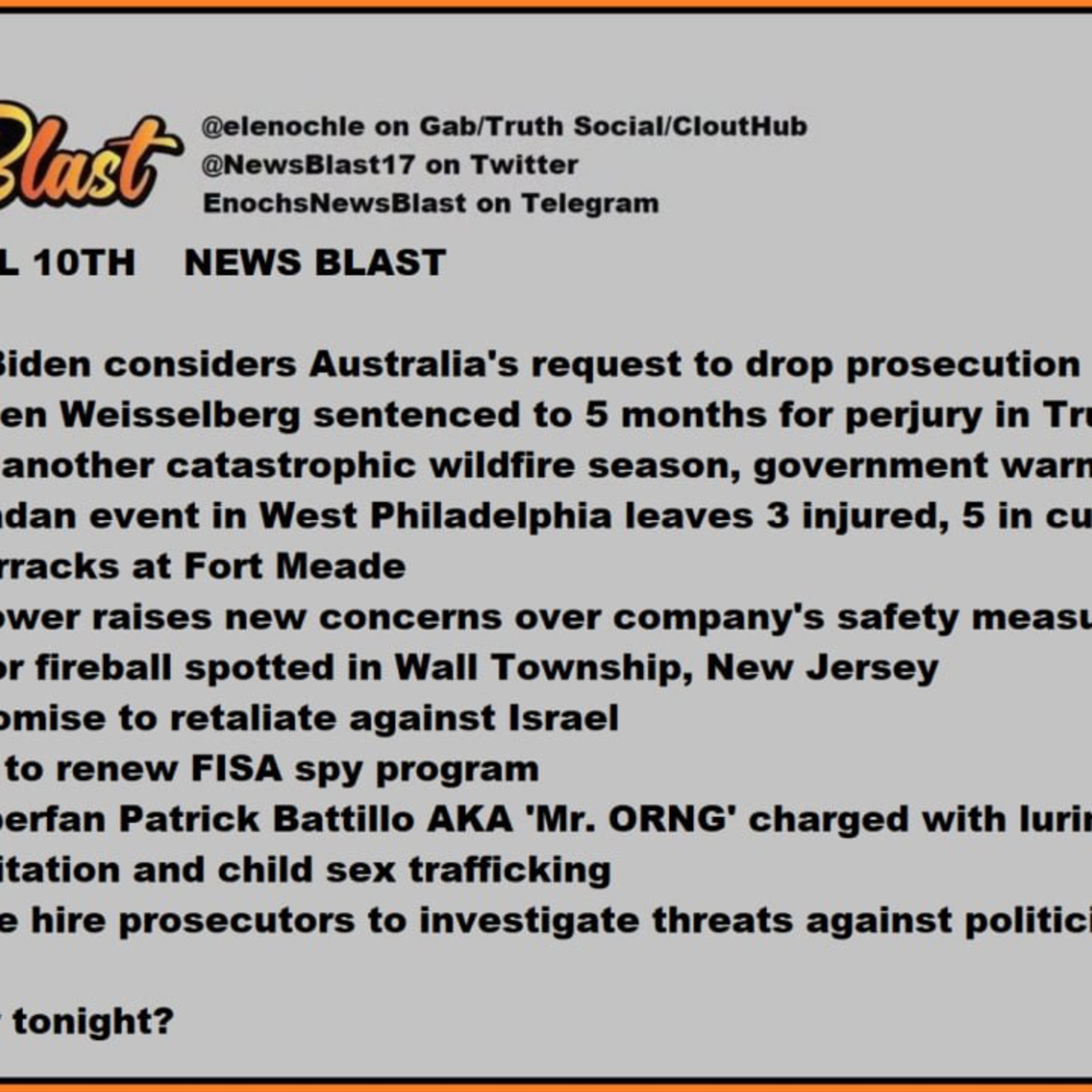 Wednesday, April 10, 2024 News Blast episode artwork