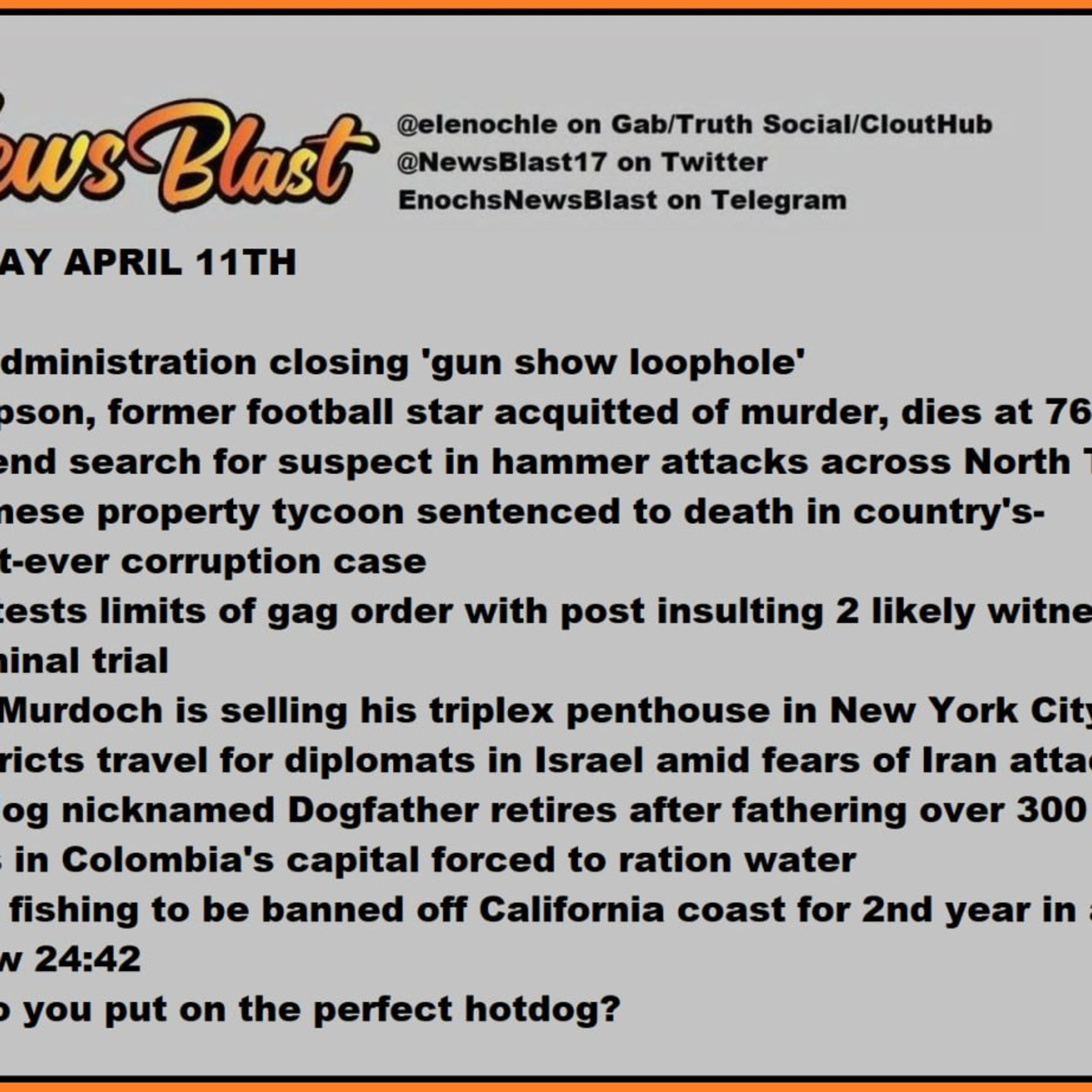 Thursday, April 11, 2024 News Blast episode artwork