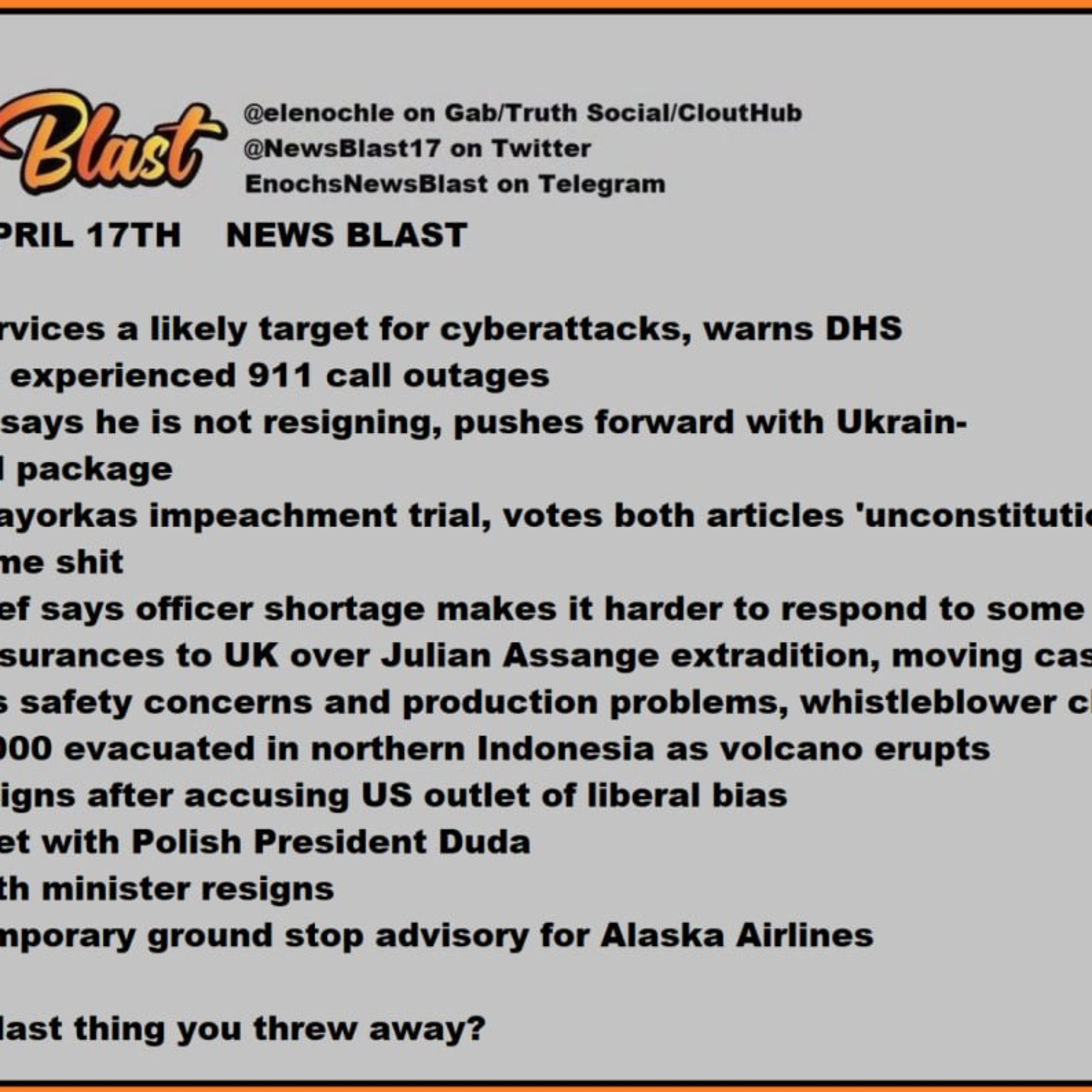Wednesday, April 17, 2024 News Blast episode artwork