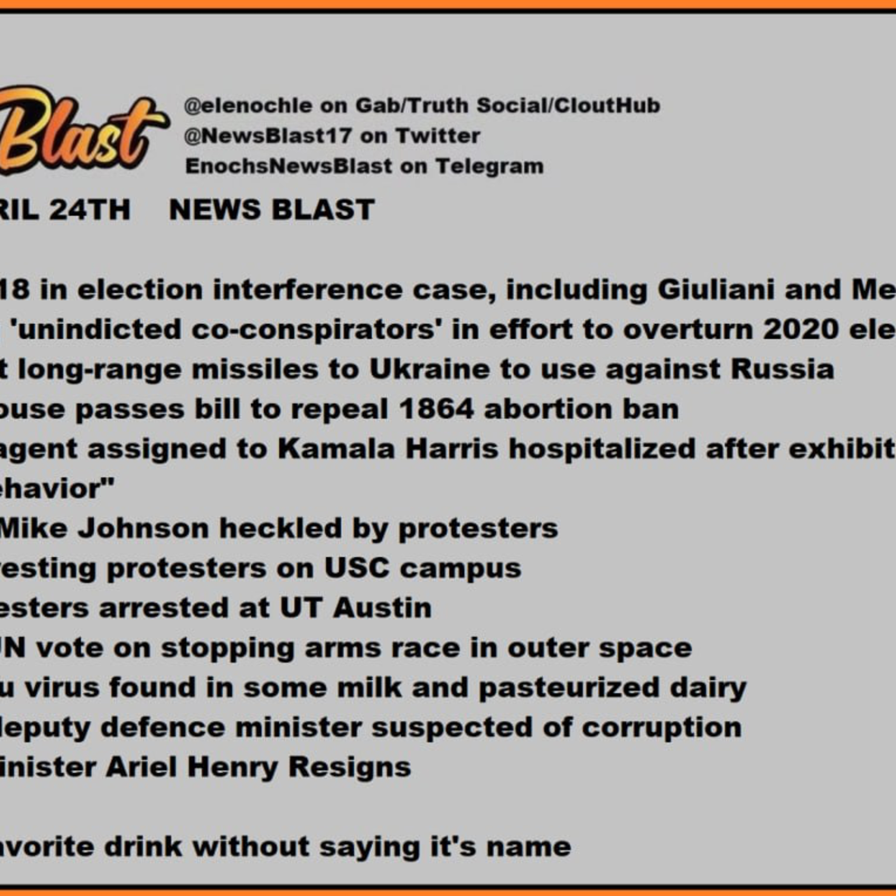 Wednesday, April 24, 2024 News Blast episode artwork