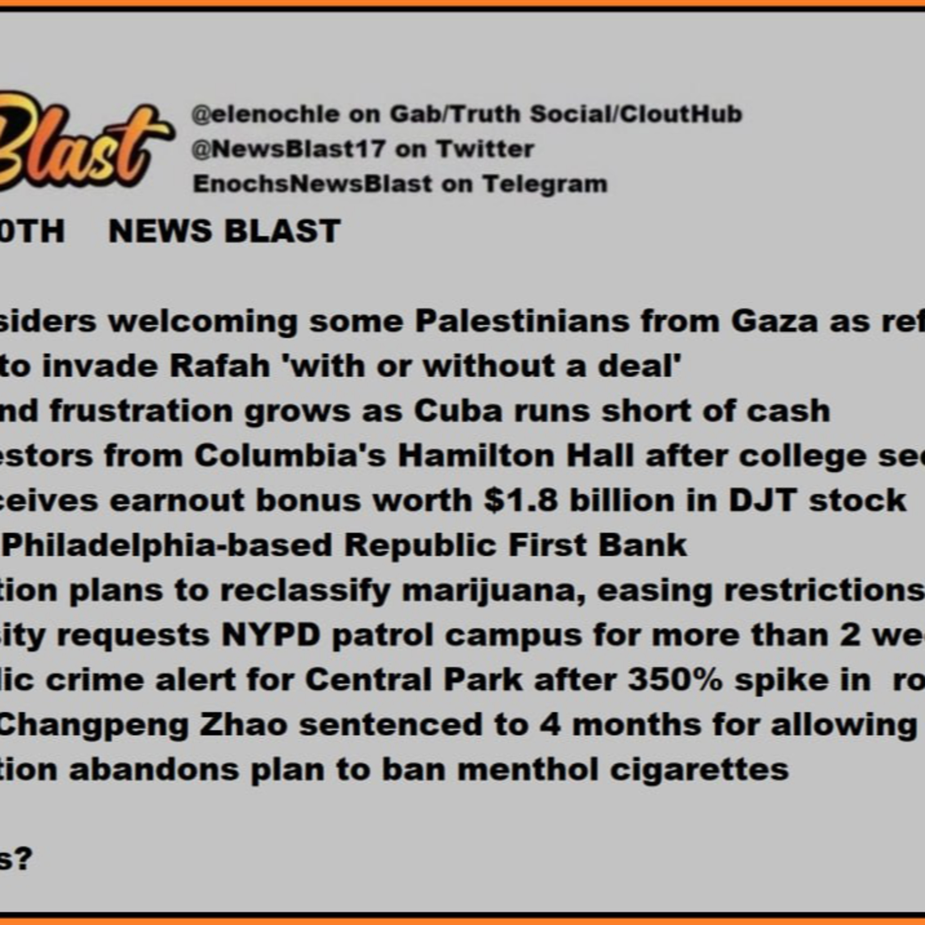 Tuesday, April 30, 2024 News Blast episode artwork