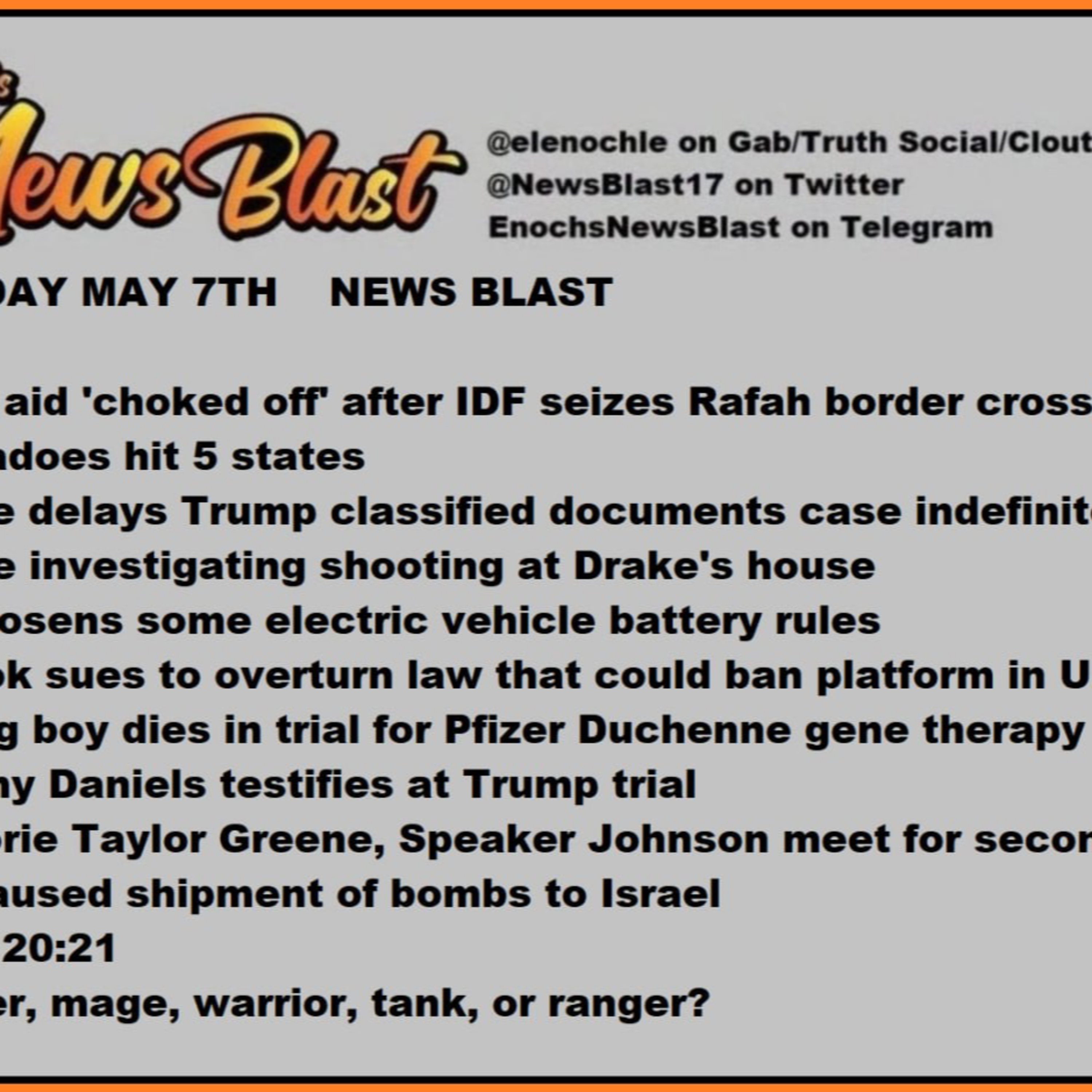 Tuesday, May 7, 2024 News Blast episode artwork