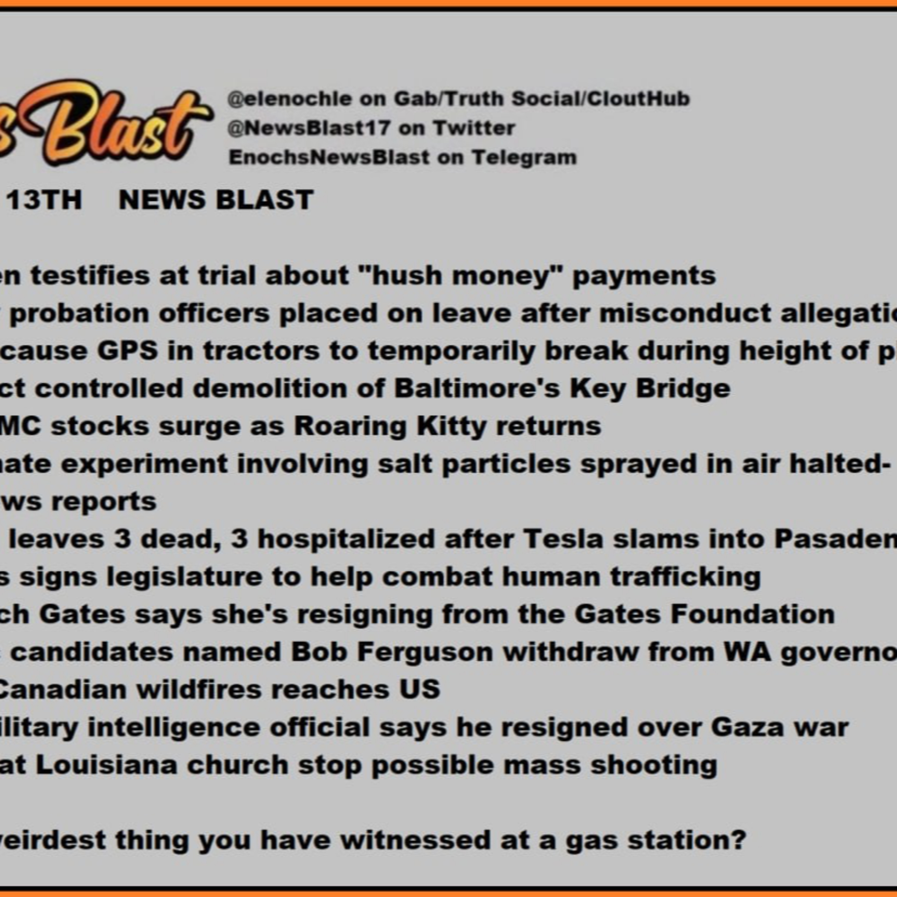 Monday, May 13, 2024 News Blast episode artwork