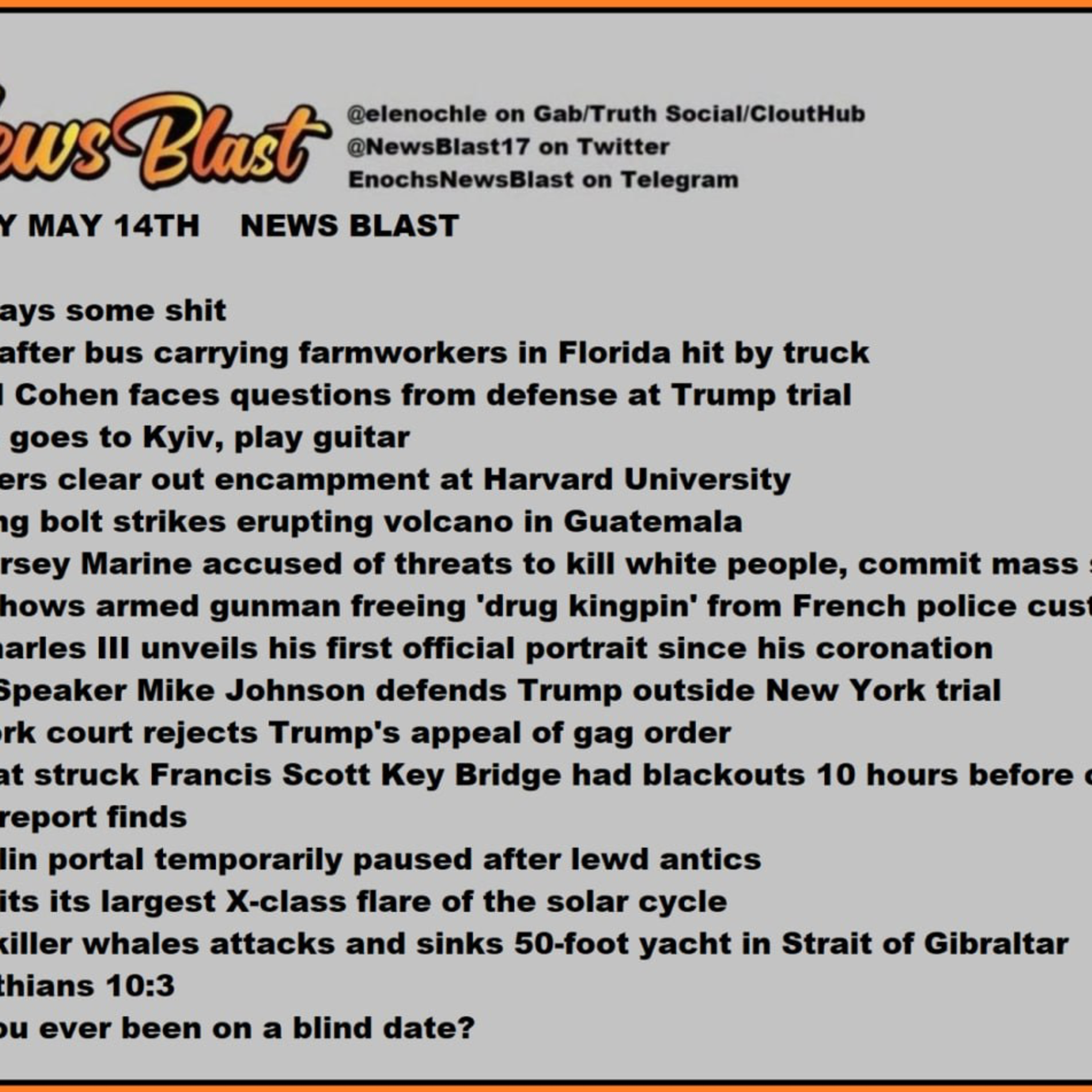 Tuesday, May 14, 2024 News Blast episode artwork