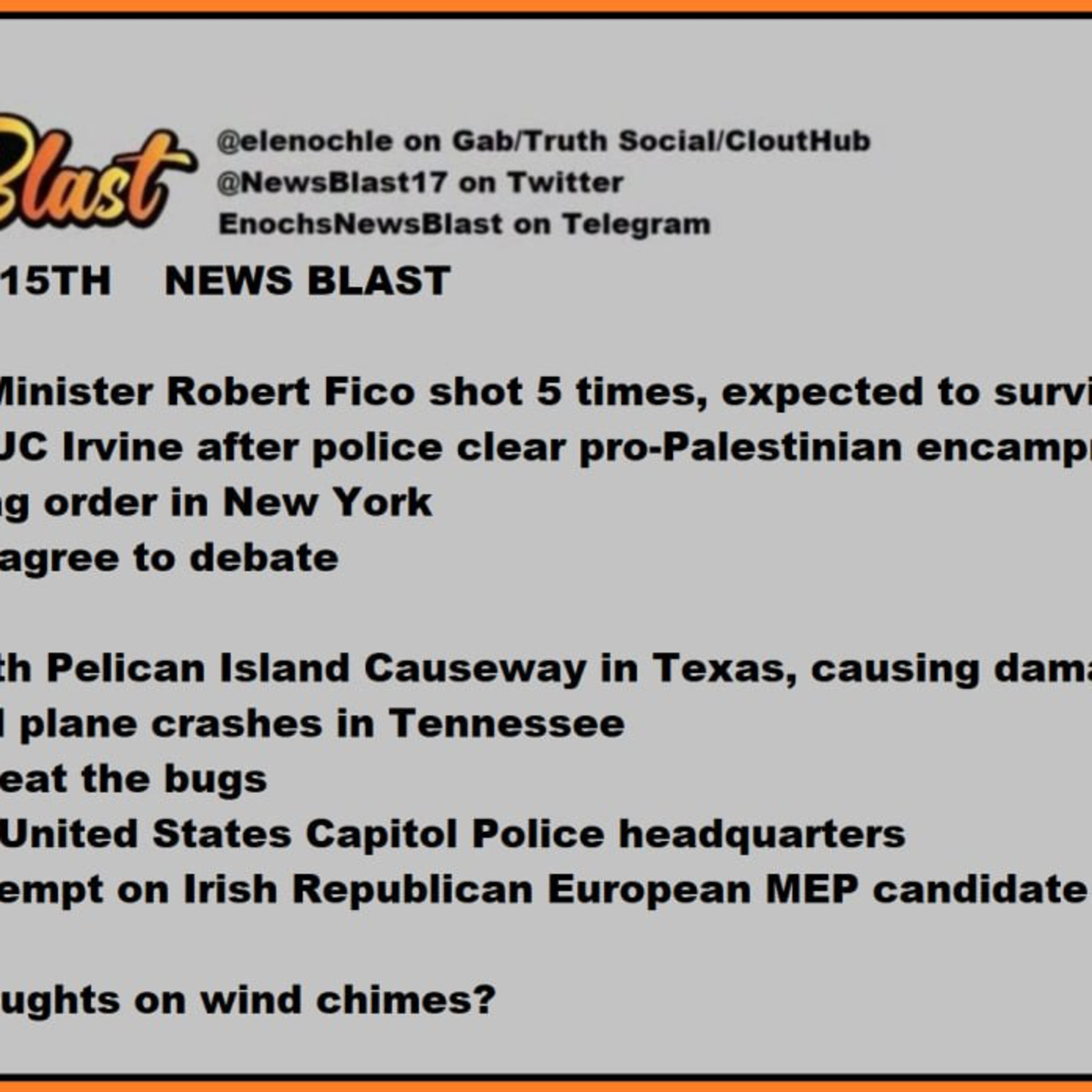Wednesday May 15, 2024 News Blast episode artwork