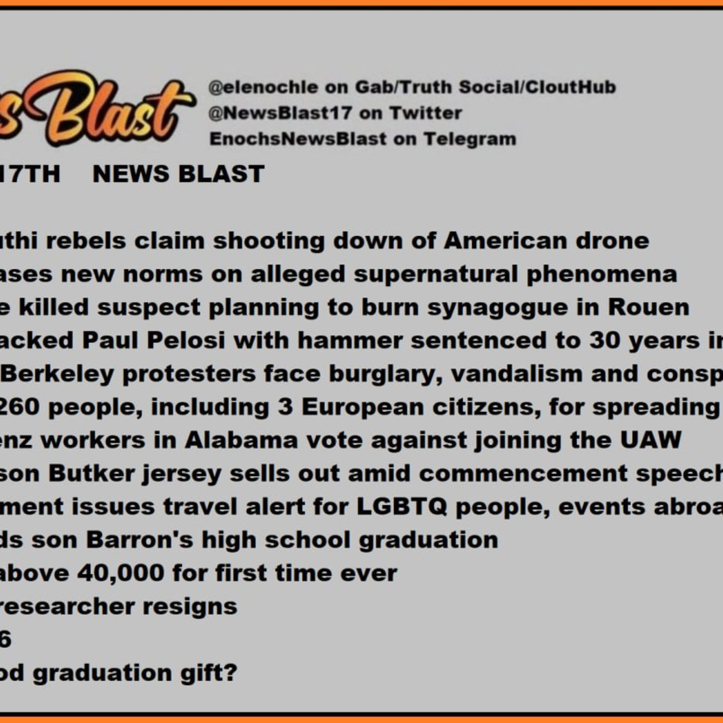 Friday, May 17, 2024 News Blast episode artwork