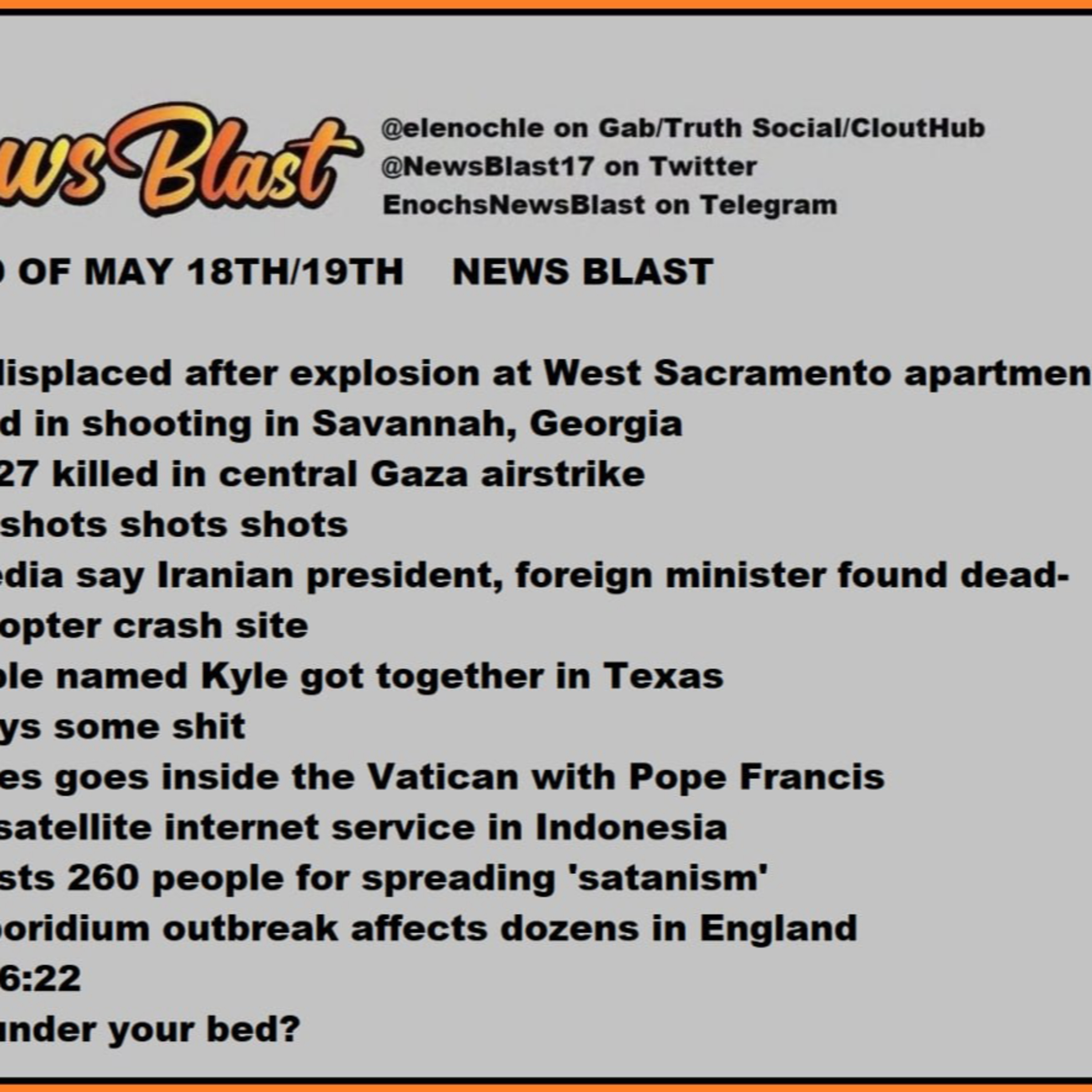 Weekend of May 18/19, 2024 News Blast episode artwork