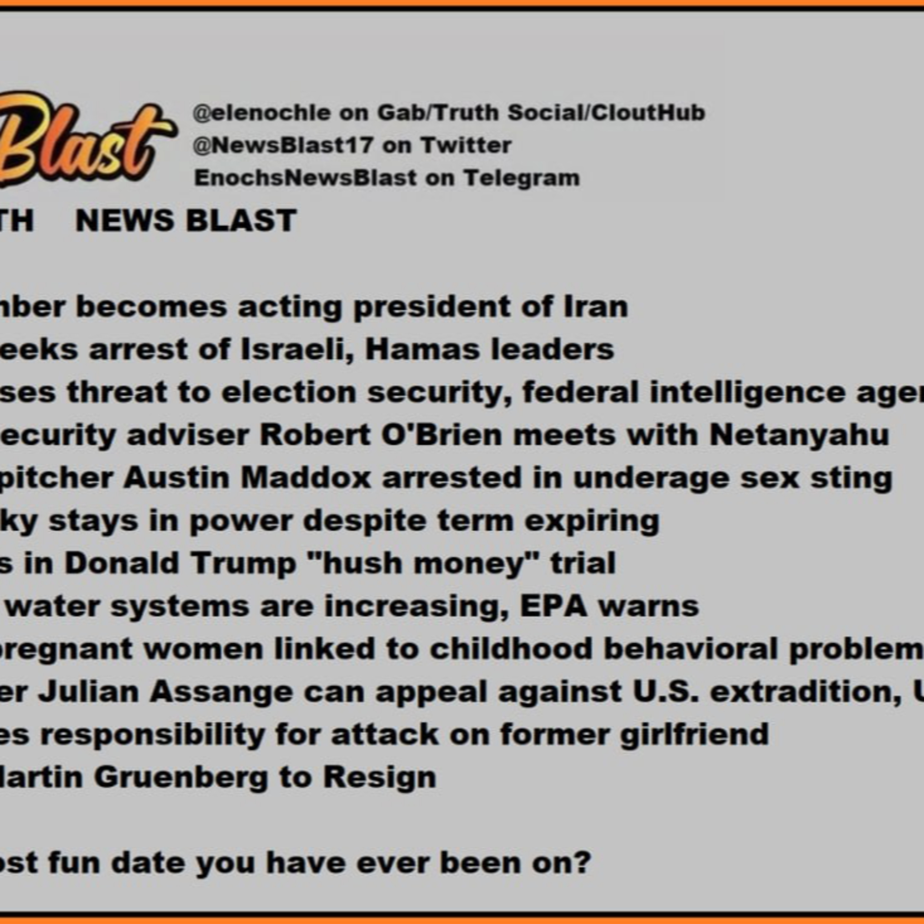 Monday, May 20, 2024 News Blast episode artwork