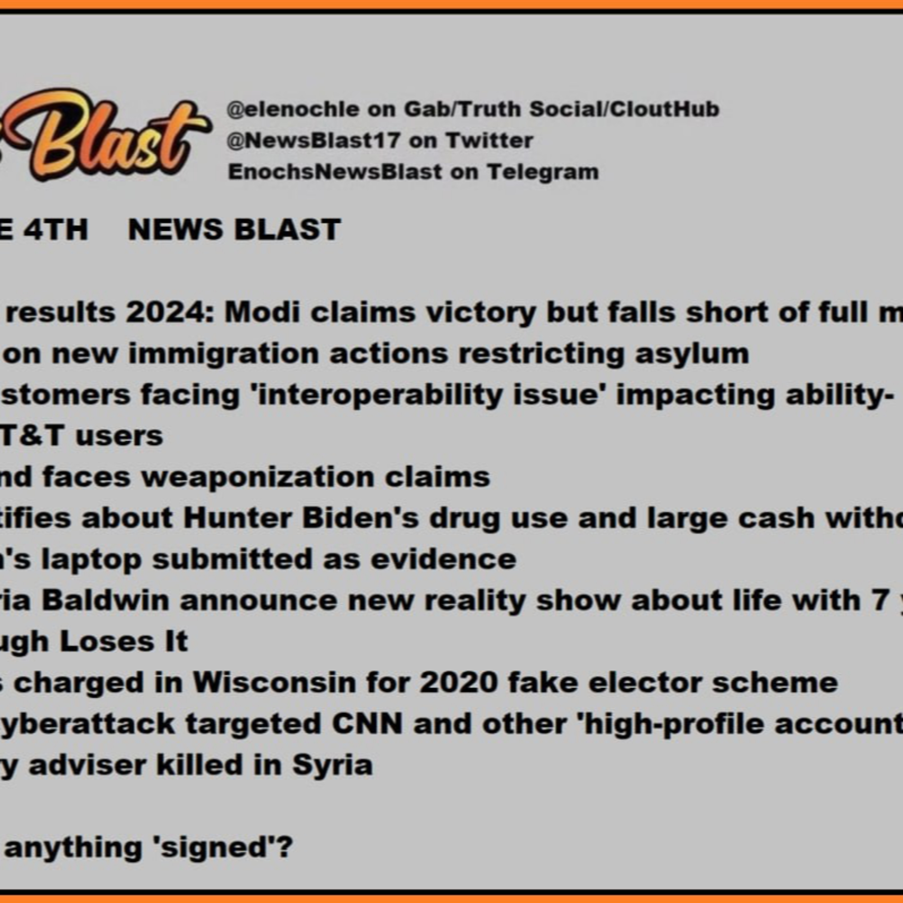 Tuesday, June 4, 2024 News Blast episode artwork