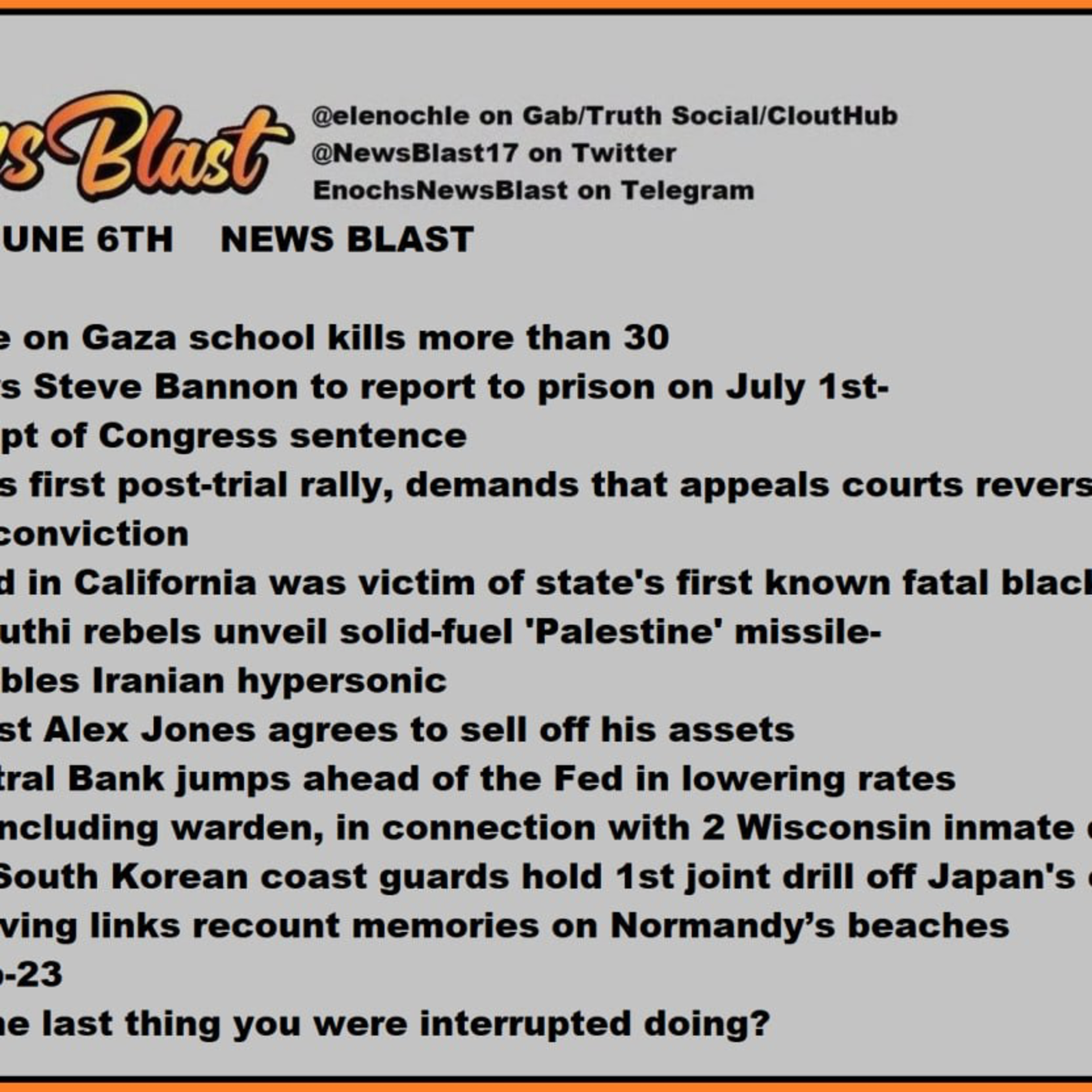 Thursday, June 6, 2024 News Blast episode artwork
