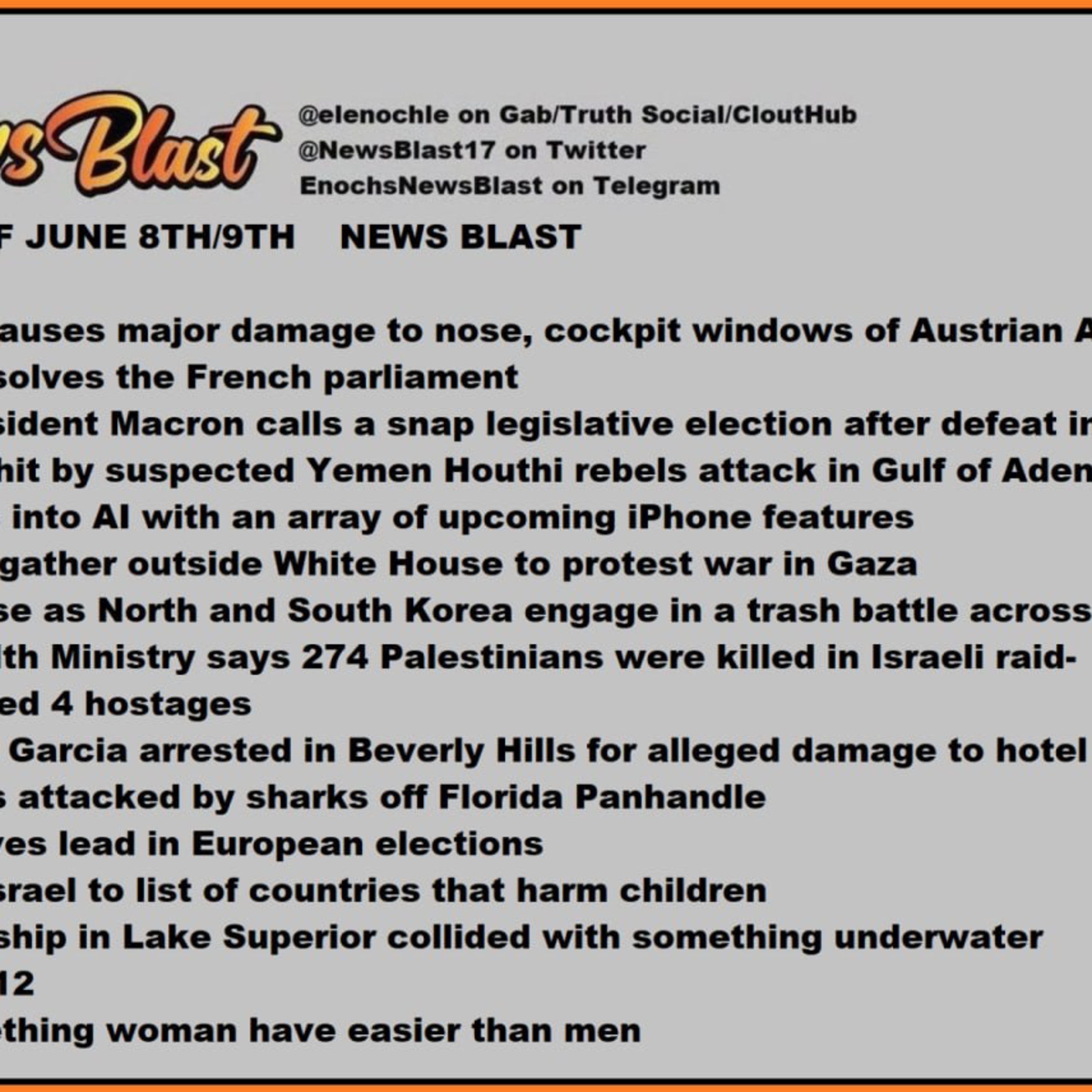 Weekend of June 8/9, 2024 News Blast  episode artwork