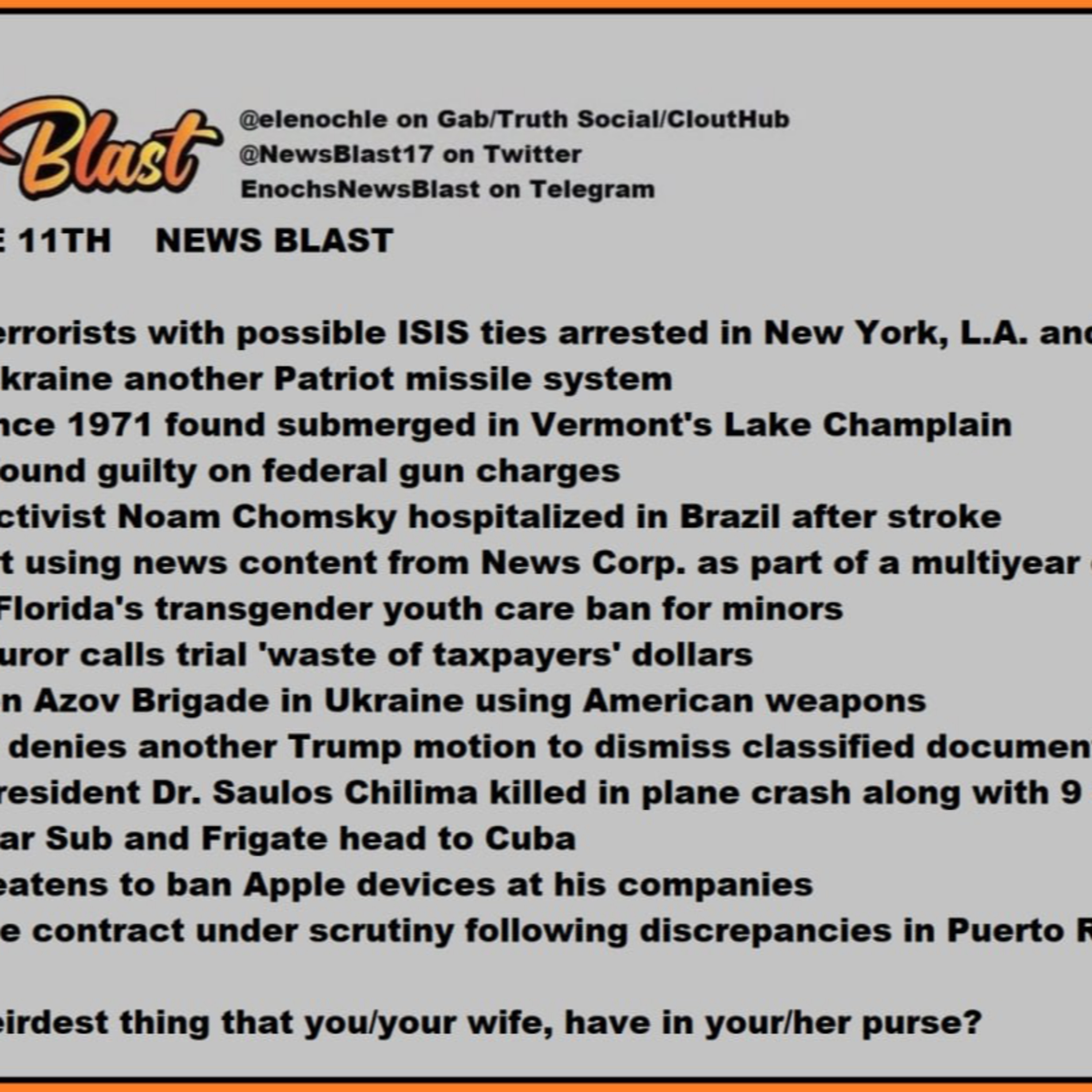 Tuesday, June 11, 2024 News Blast episode artwork