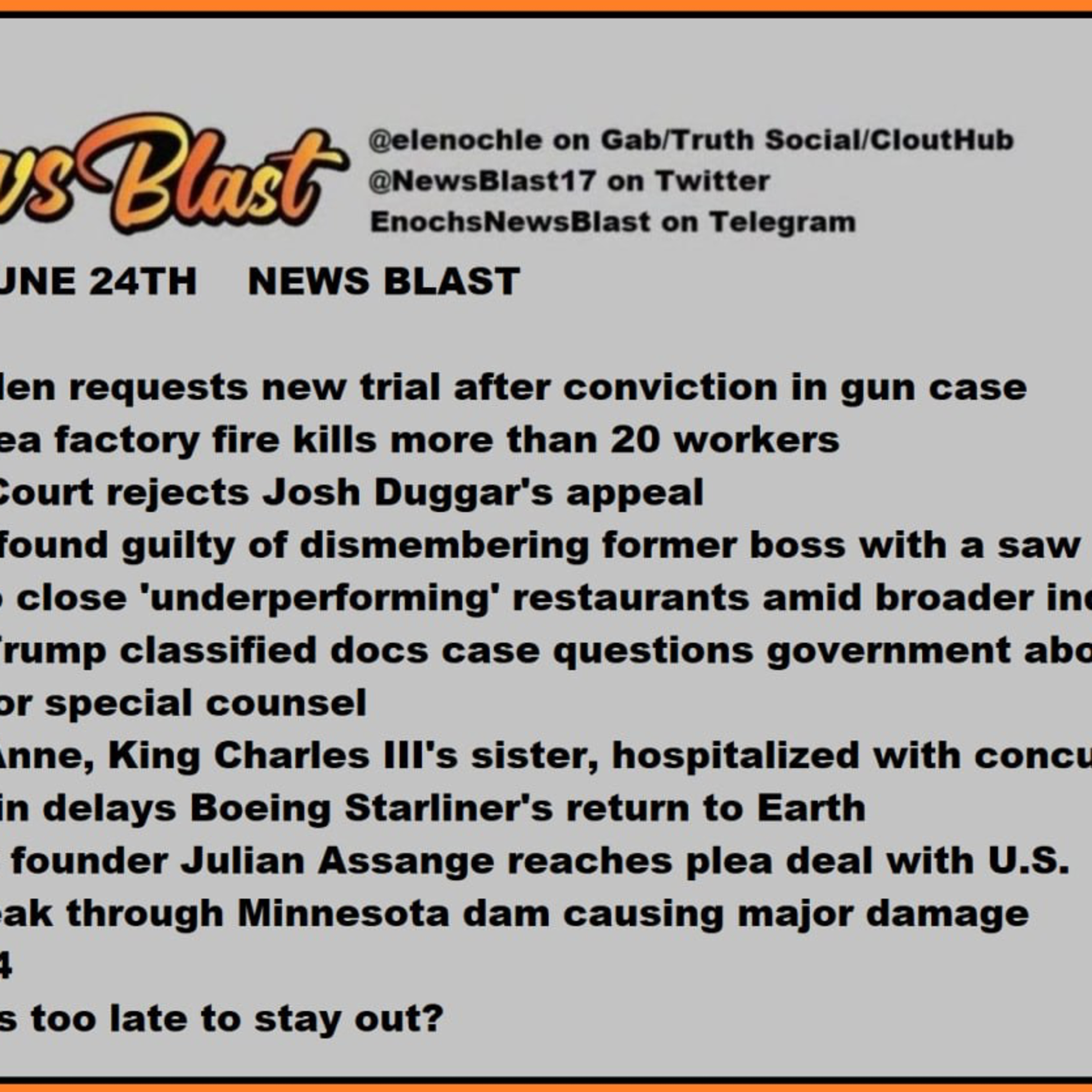 Monday 24, 2024 News Blast.  episode artwork