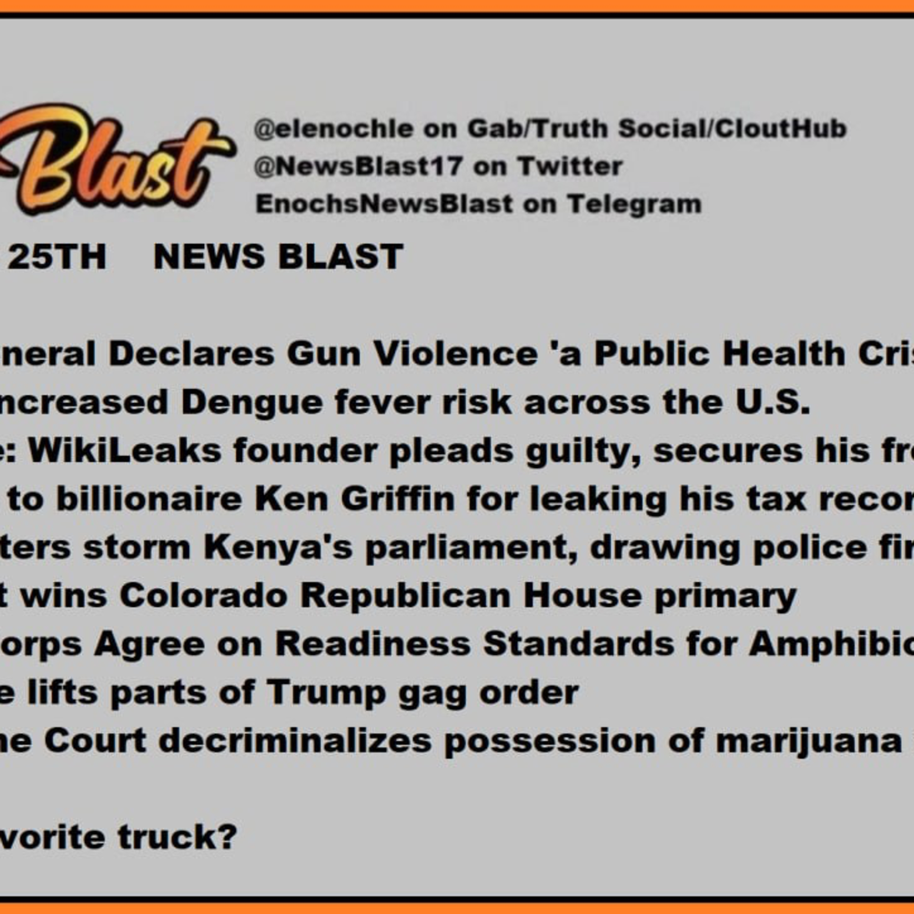 Tuesday June 25, 2024 News Blast  episode artwork