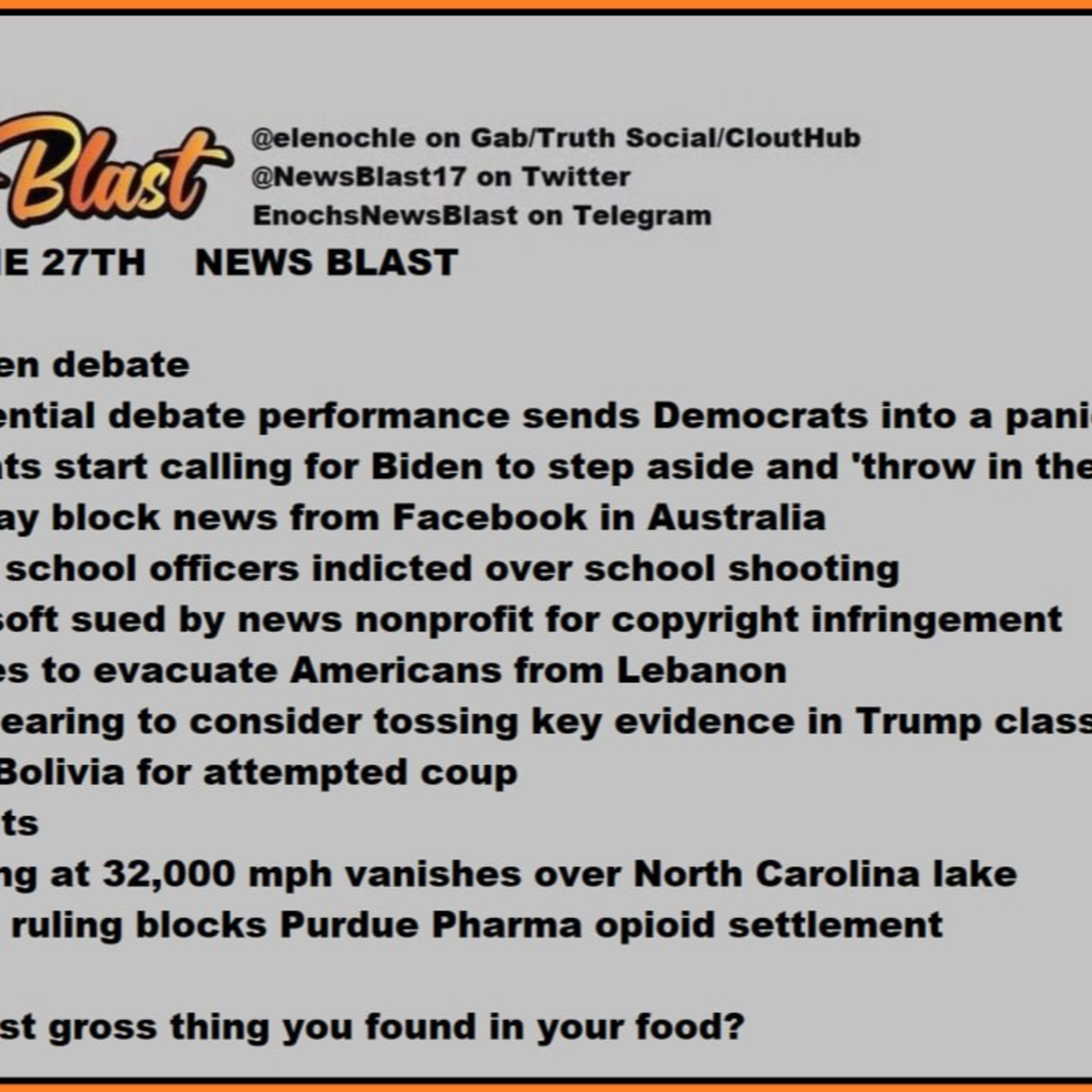 Thursday June 27, 2024 News Blast episode artwork