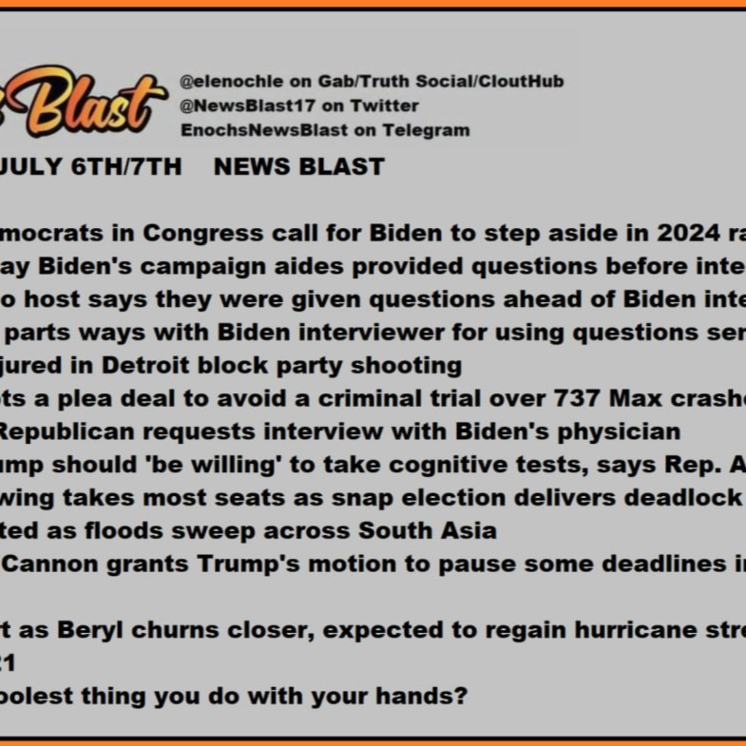 Weekend of July 6/7, 2024 News Blast episode artwork