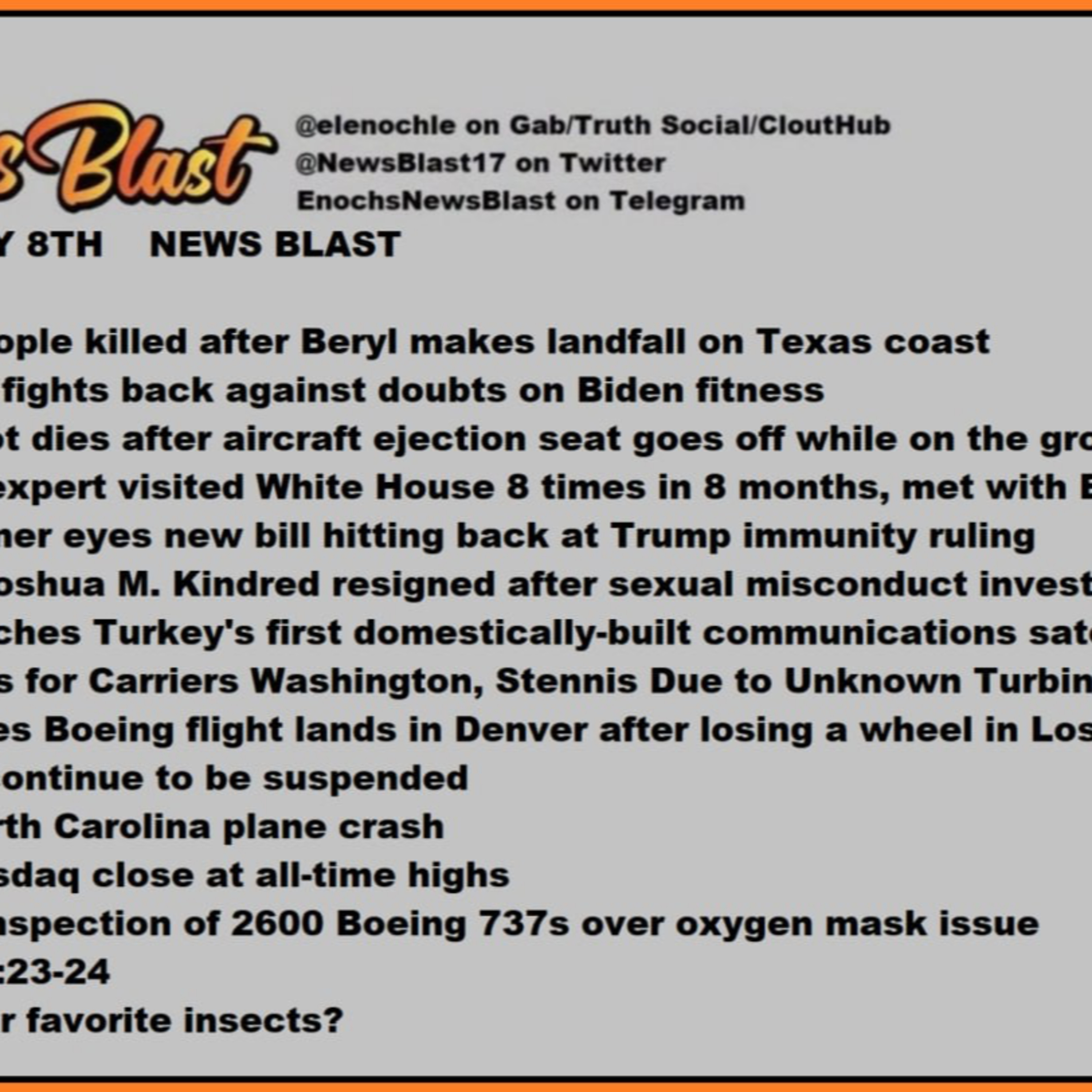 Monday, July 8, 2024 News Blast episode artwork