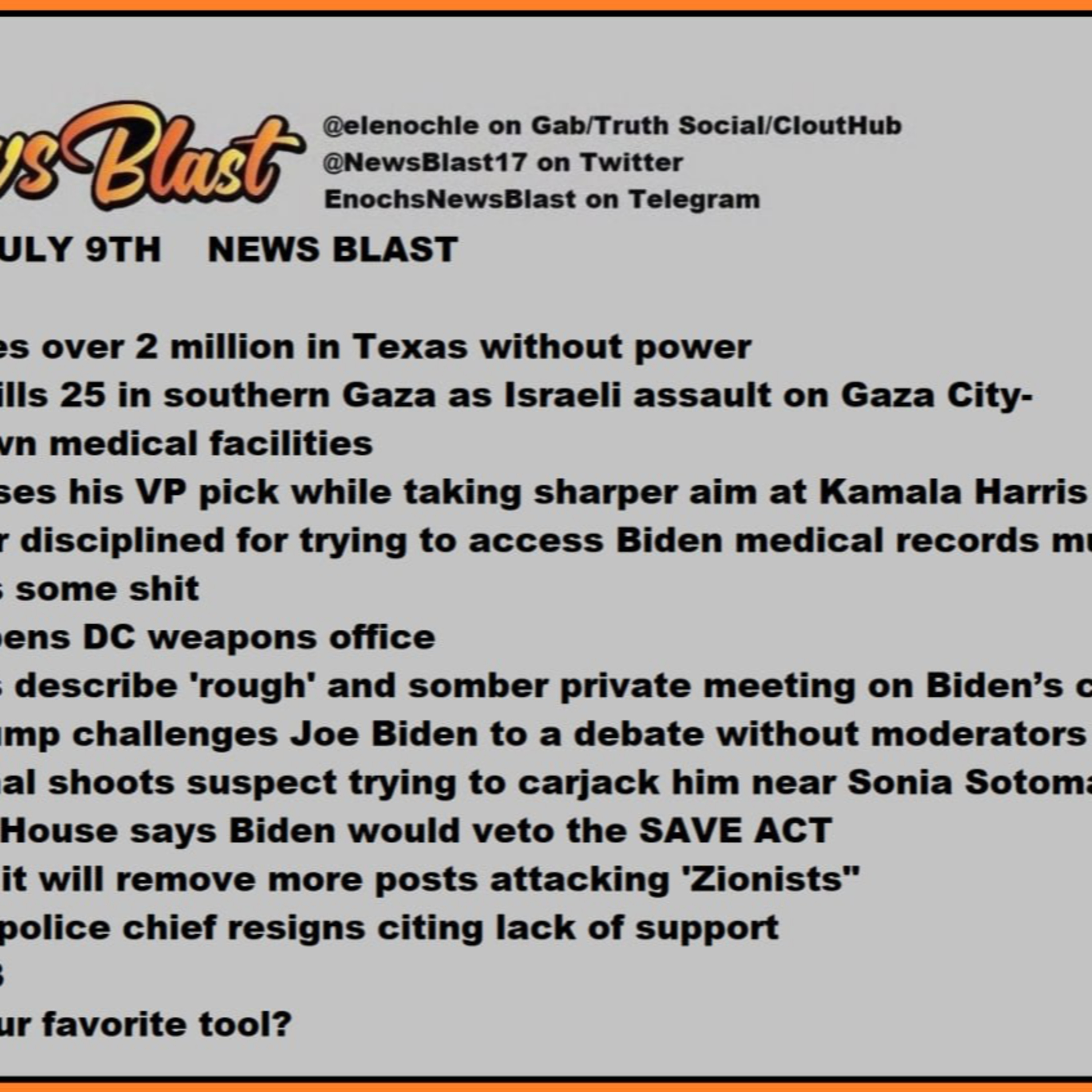 Tuesday, July 9, 2024 News Blast episode artwork