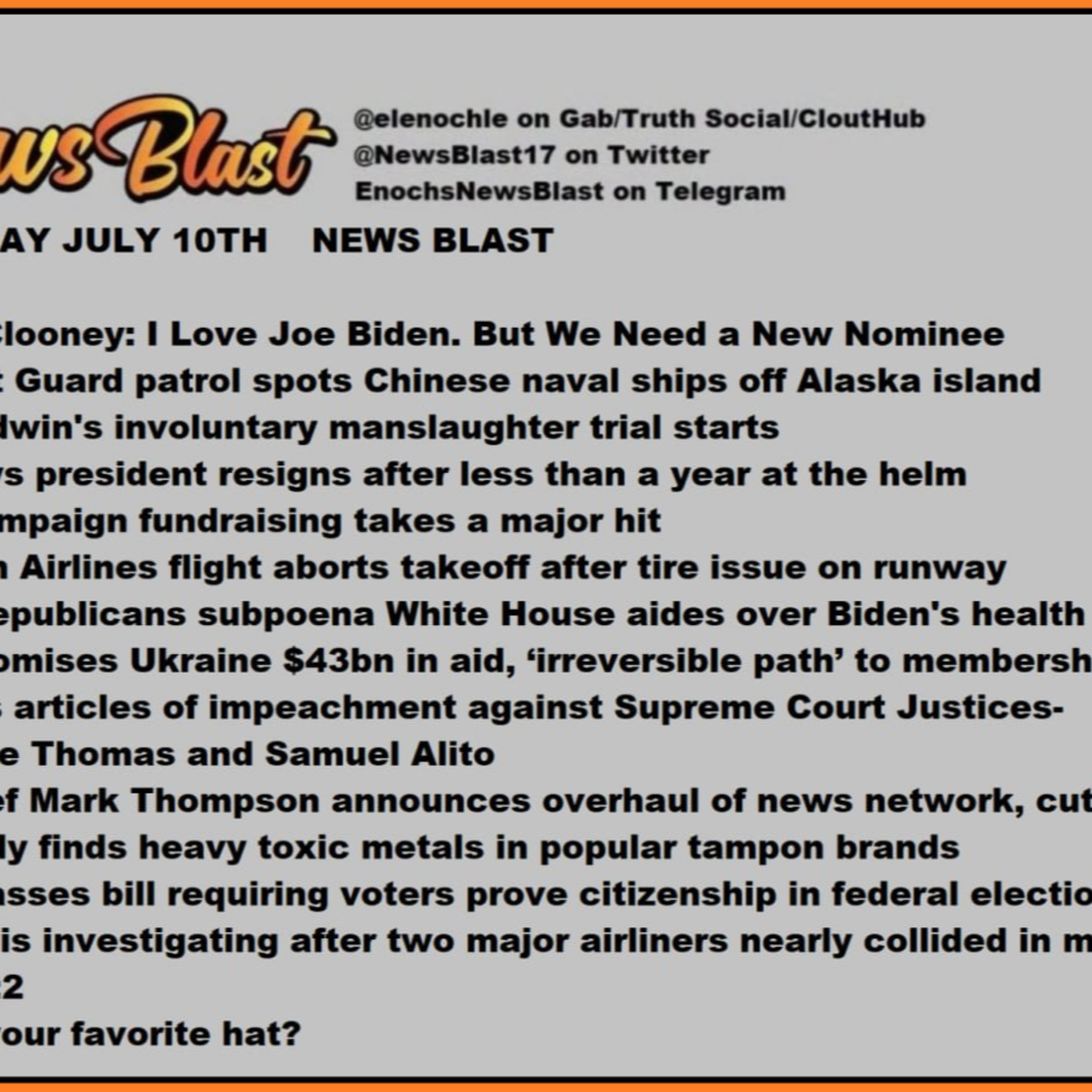 Wednesday, July 10, 2024 News Blast episode artwork