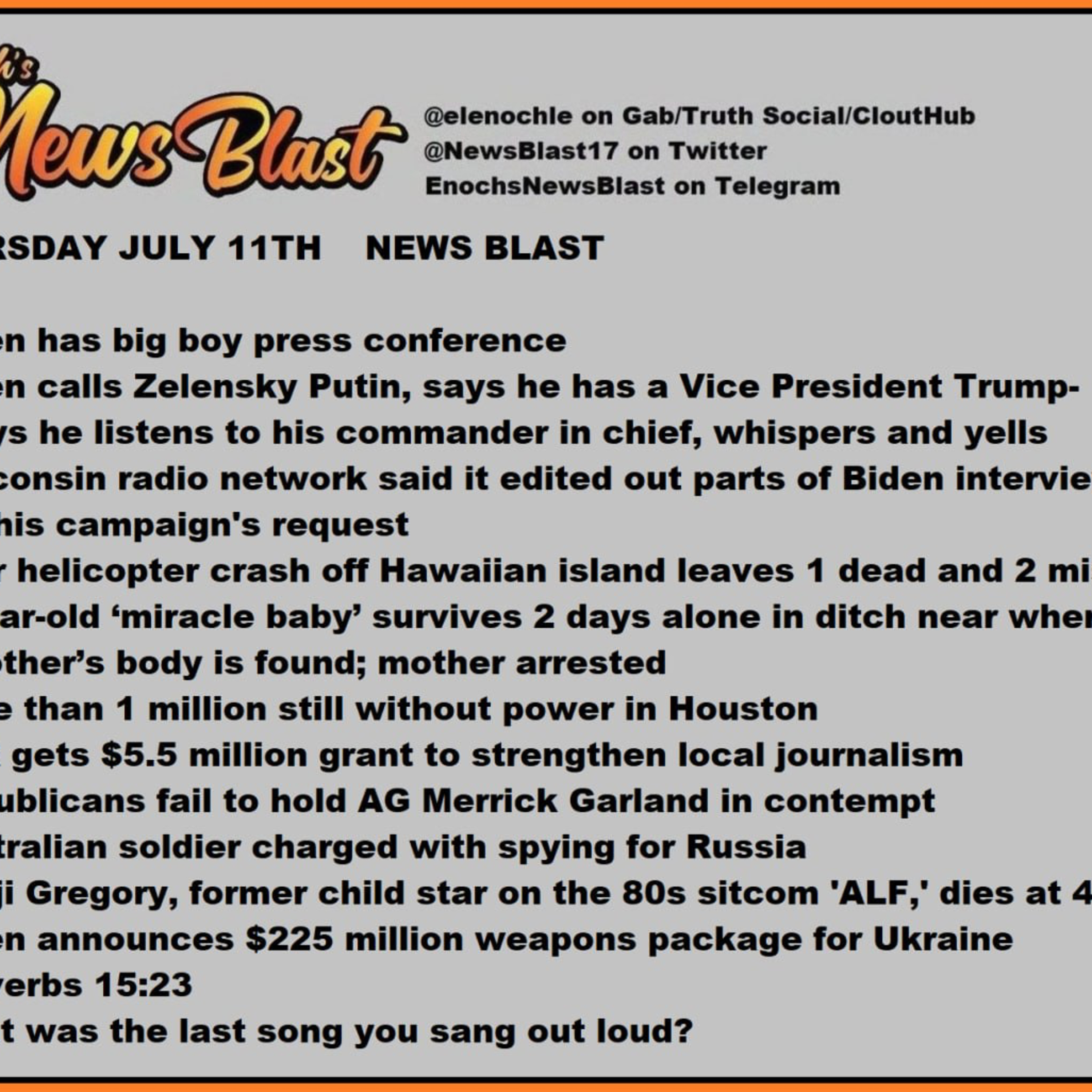Thursday, July 11, 2024 News Blast episode artwork