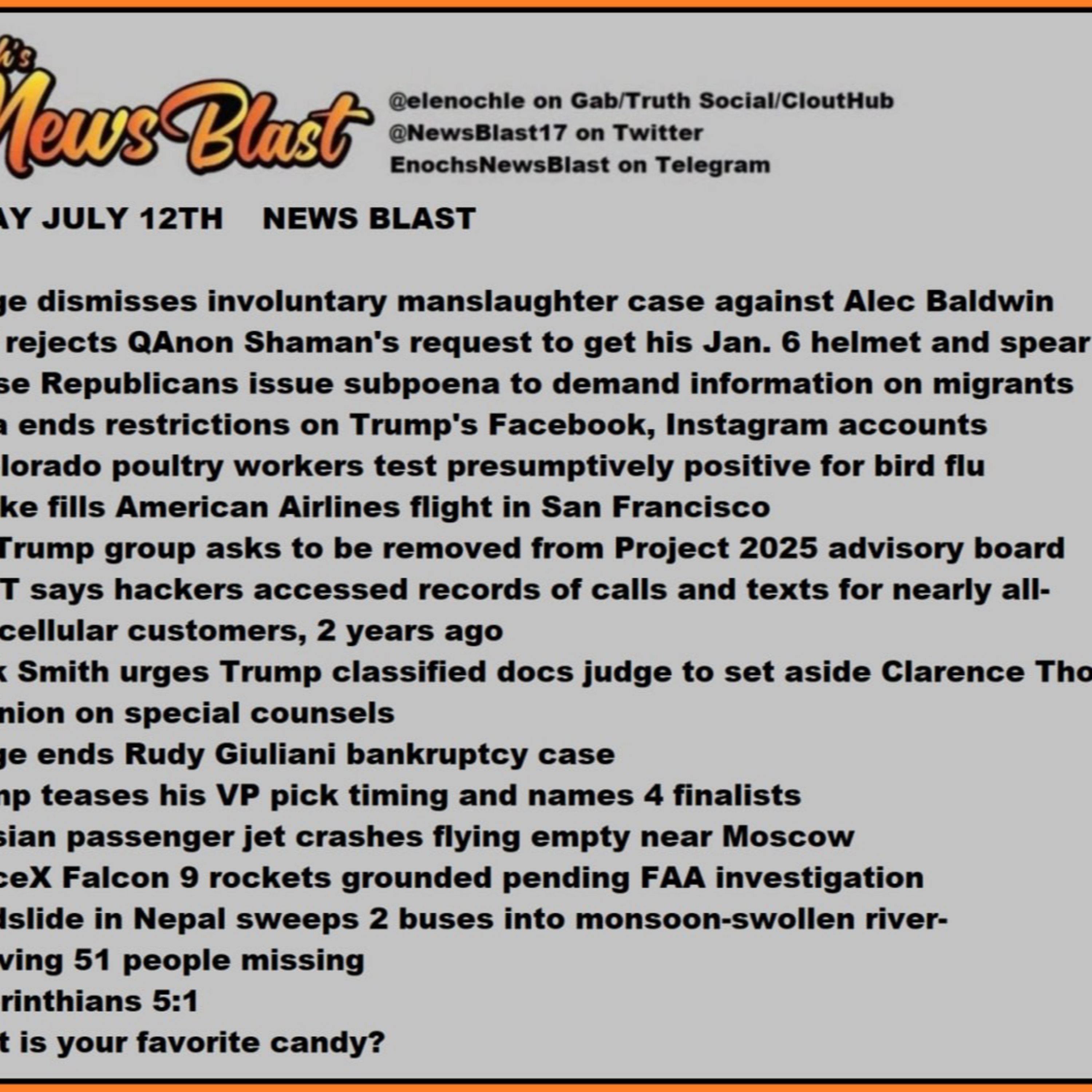 Friday, July 12, 2024 News Blast episode artwork