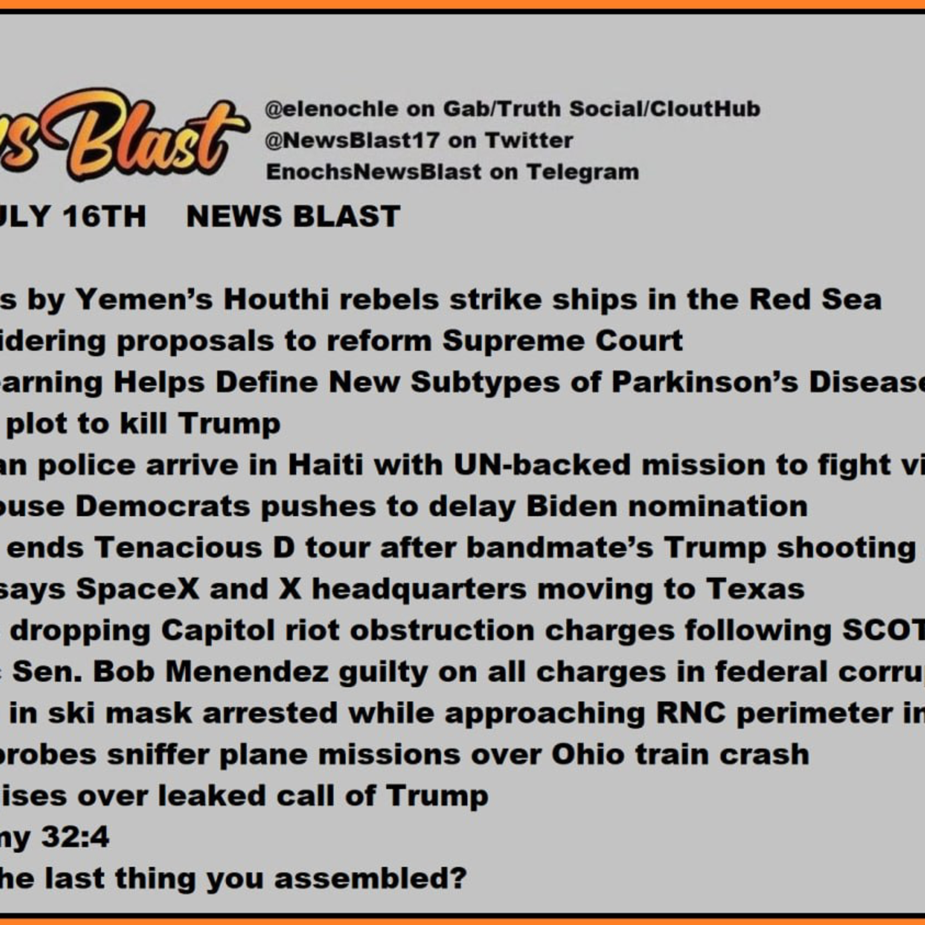 Tuesday, July 16, 2024 News Blast