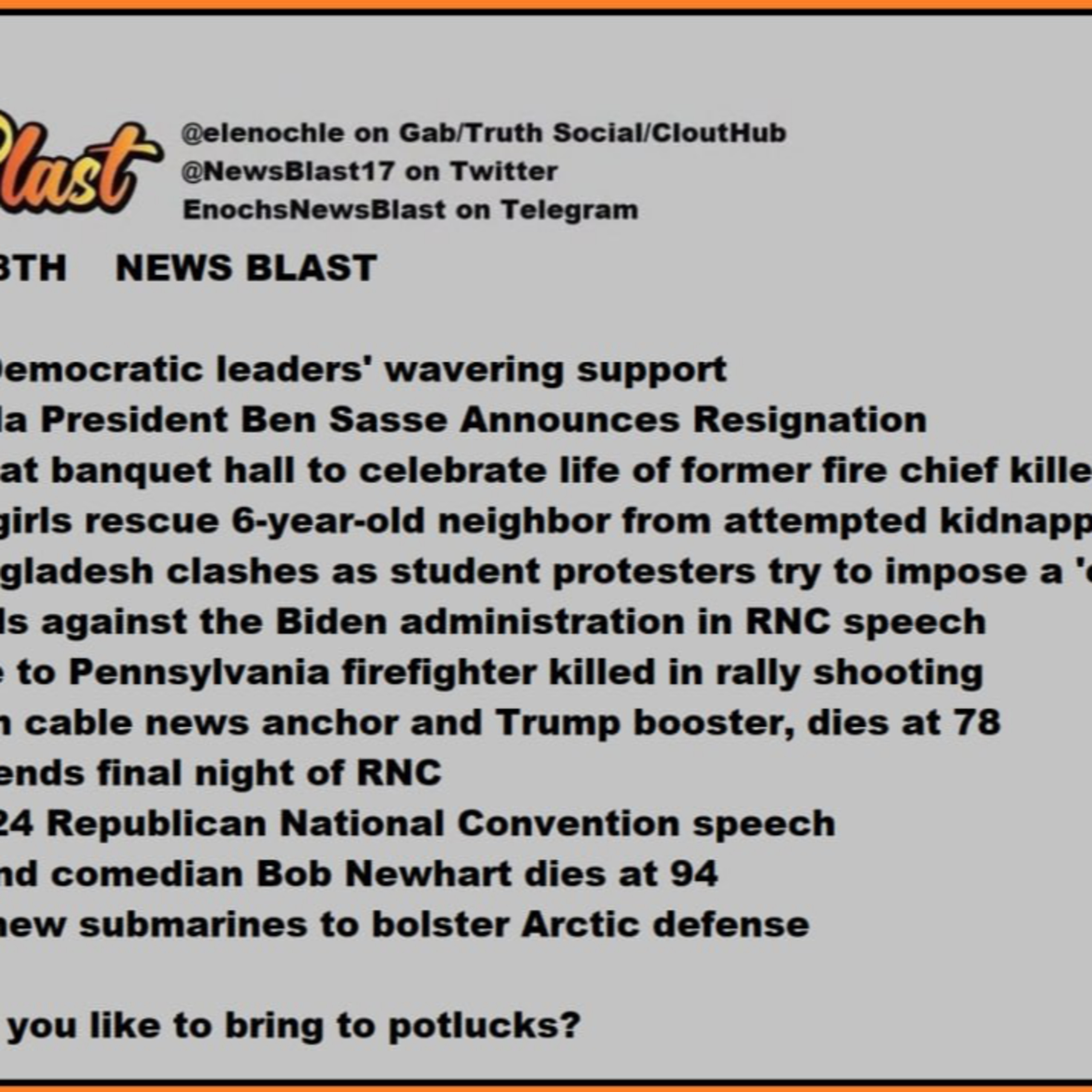 Thursday, July 18, 2024 News Blast episode artwork