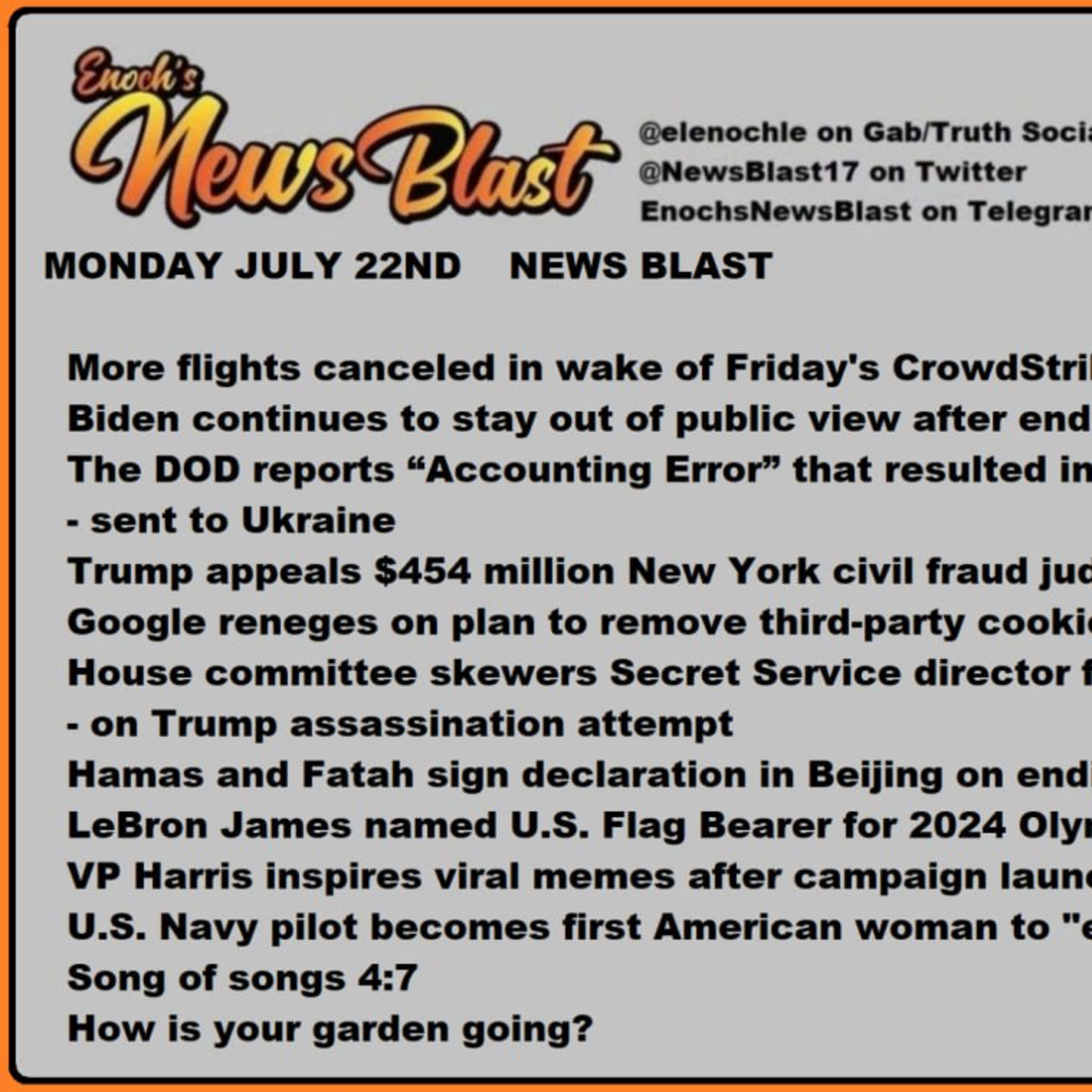 Monday, July 22, 2024 News Blast episode artwork