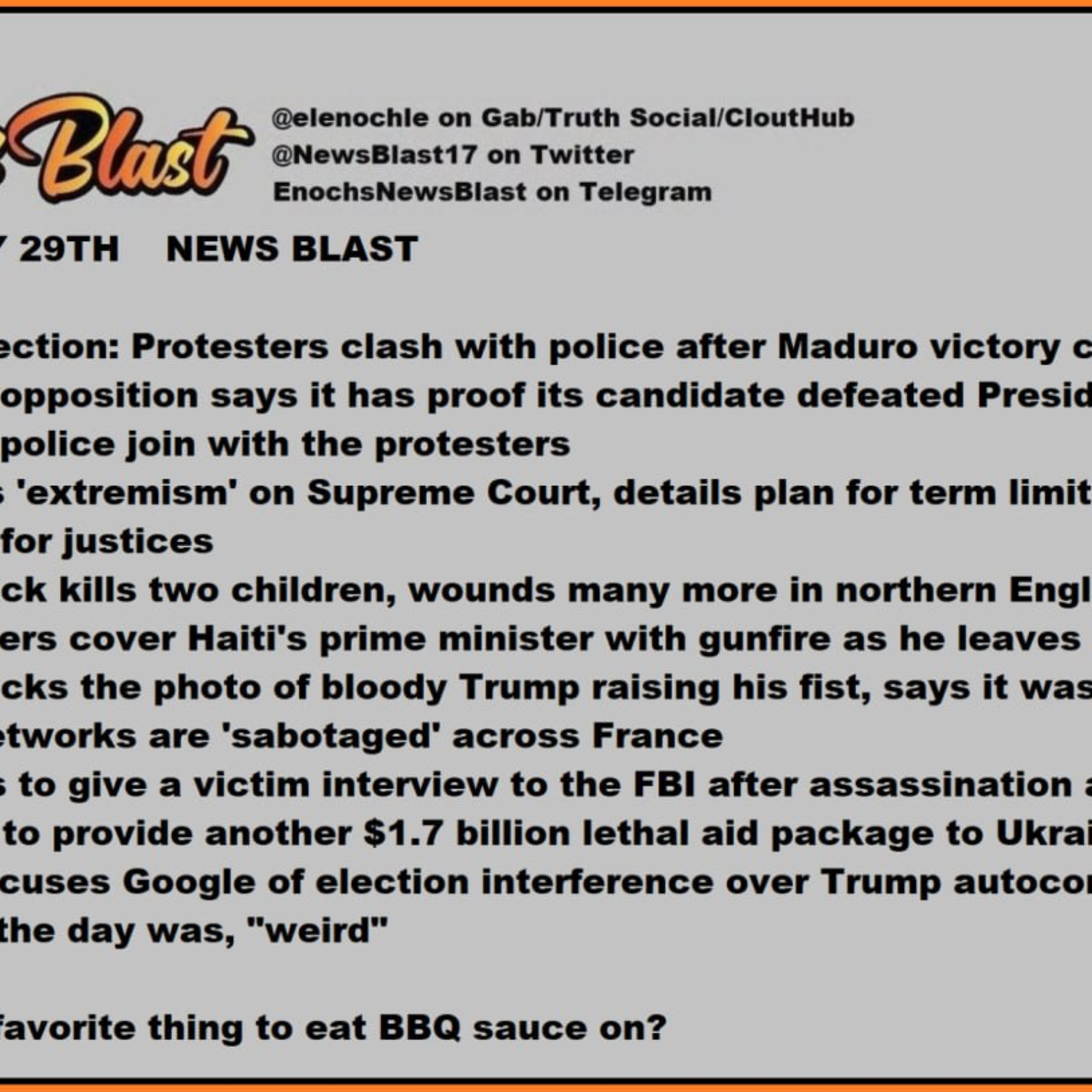 Monday July 29, 2024. News Blast episode artwork