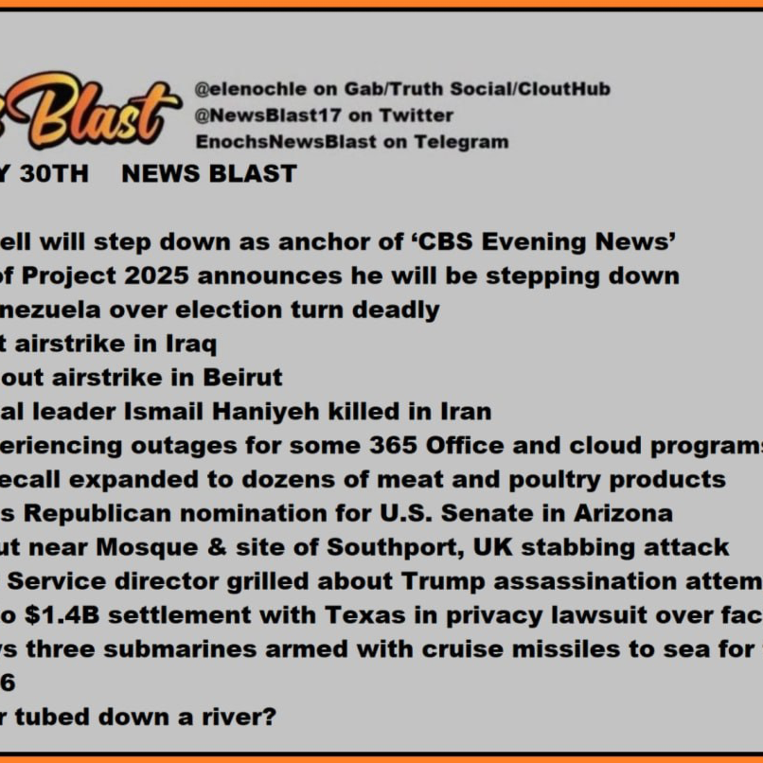 Tuesday July 30, 2024 News Blast episode artwork