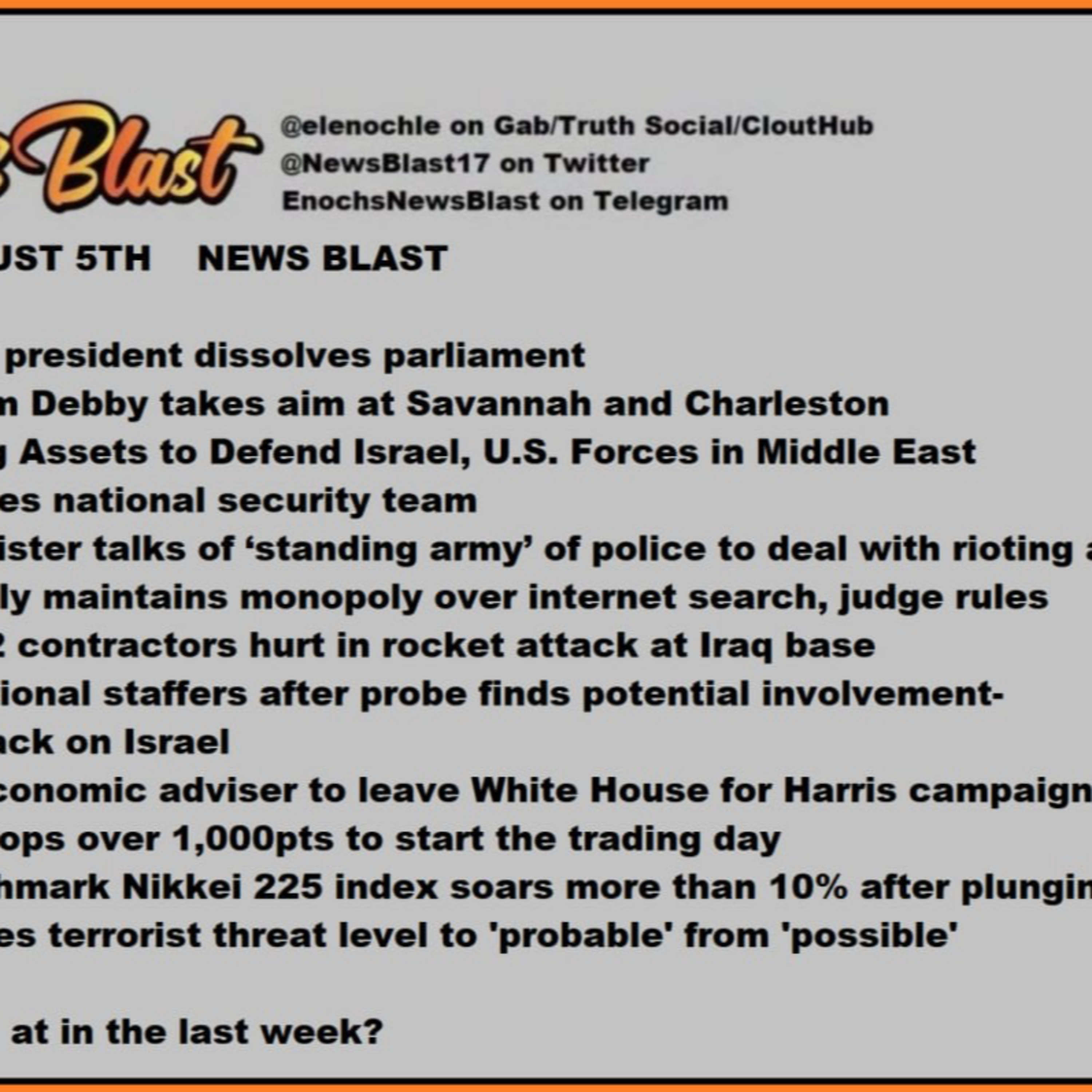 Monday August 5, 2024 News Blast episode artwork