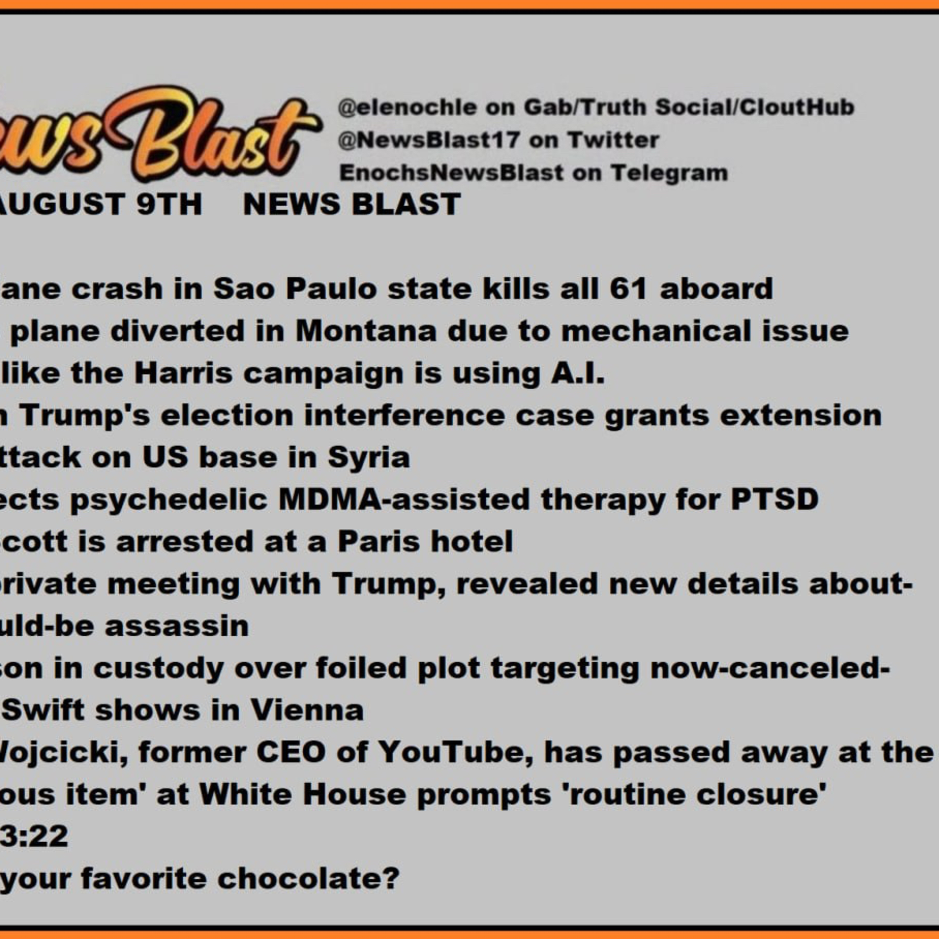 Friday, August 9, 2024 News Blast episode artwork