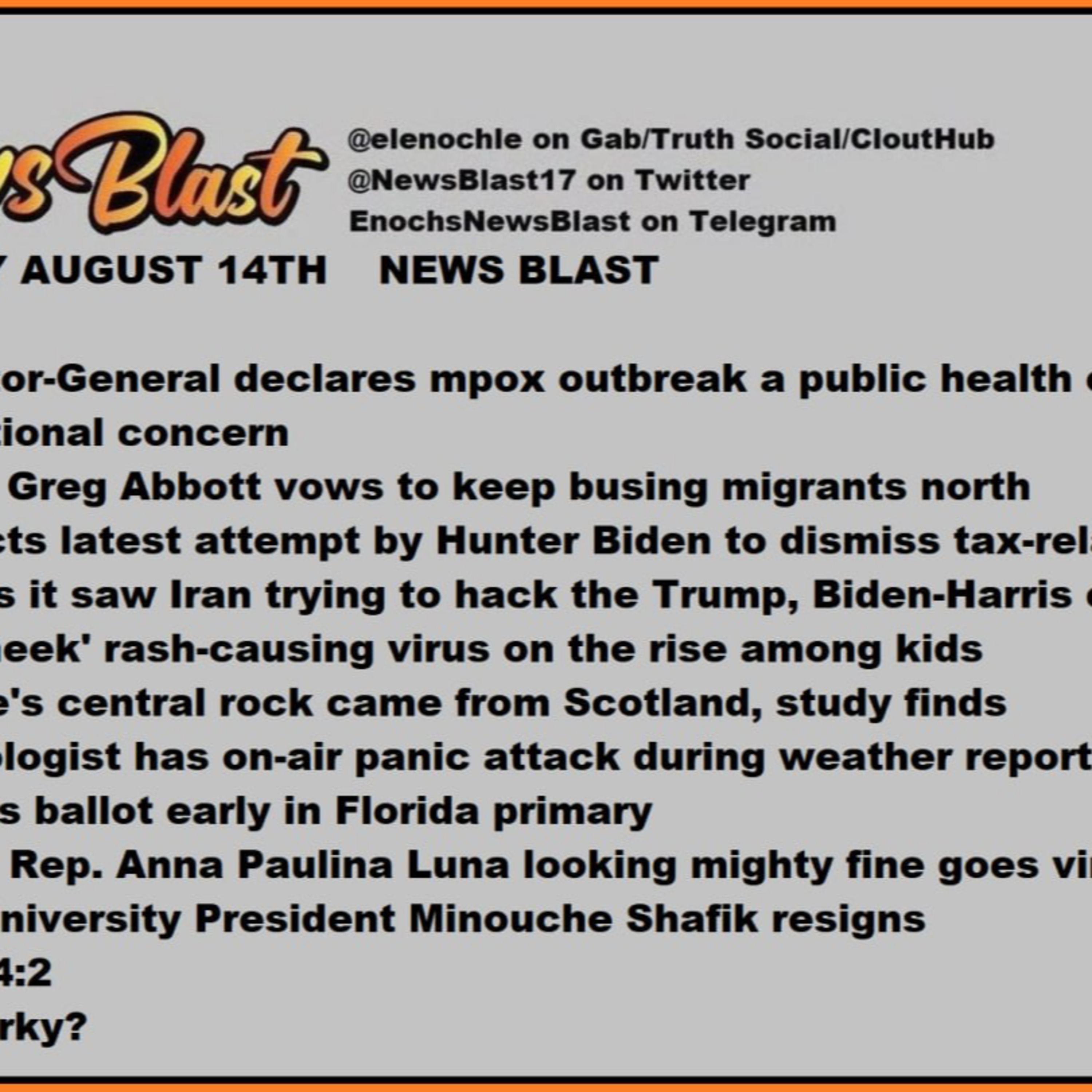 Wednesday, August 14, 2024 News Blast episode artwork